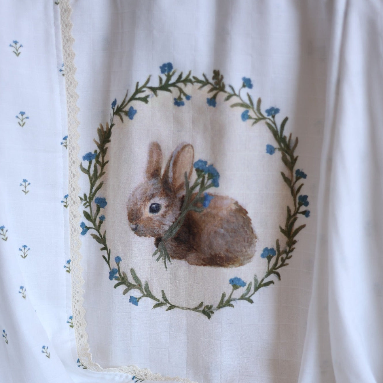Fledge And Thread Heirloom blanket - Bunny and blue floral