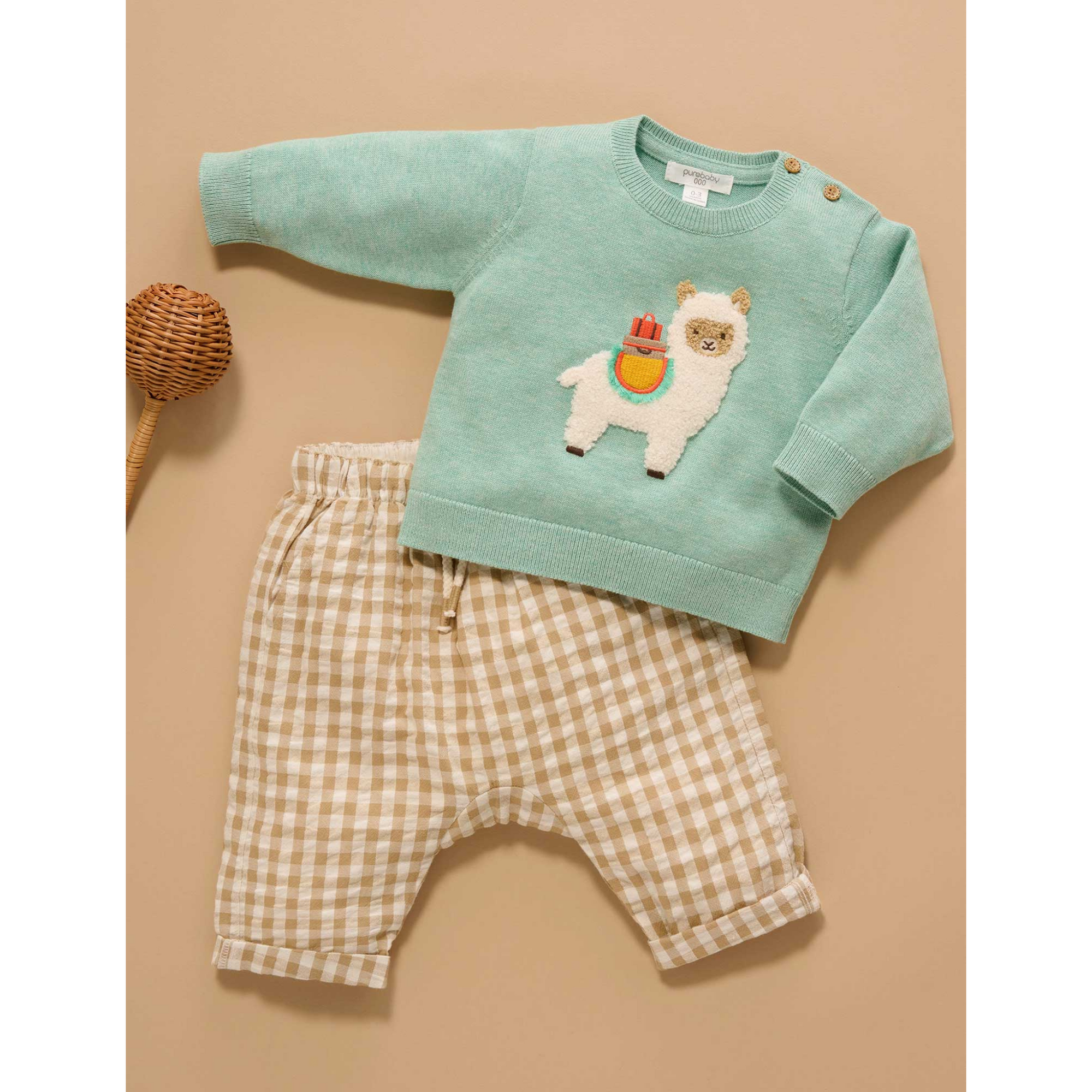 Purebaby Llama Jumper - Aloe Melange