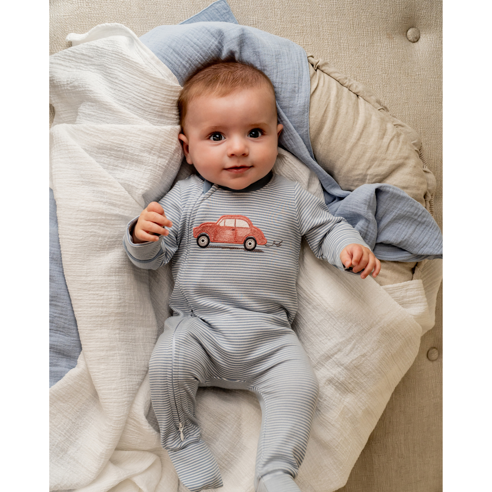 Bebe Alvin stripe organic ls zipsuit - Alvin stripe