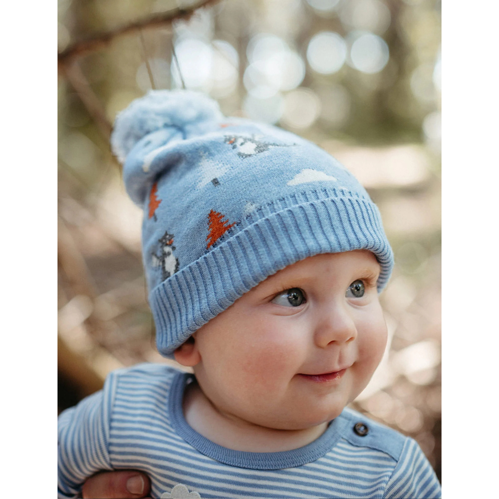 Purebaby Magical Forest Beanie - Forest Jacquard