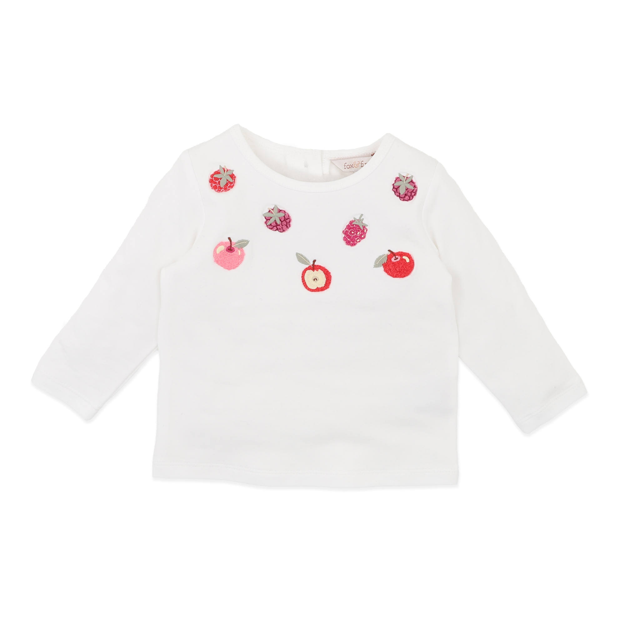Fox & Finch Orchard Bloom Emb. Fruit Long Sleeve Tee - Cloud