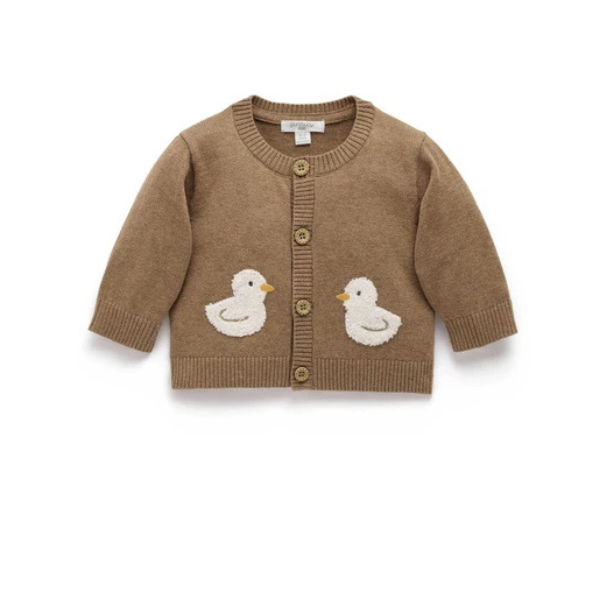 Purebaby Goose Chenille Cardigan - Milk Choc Melange