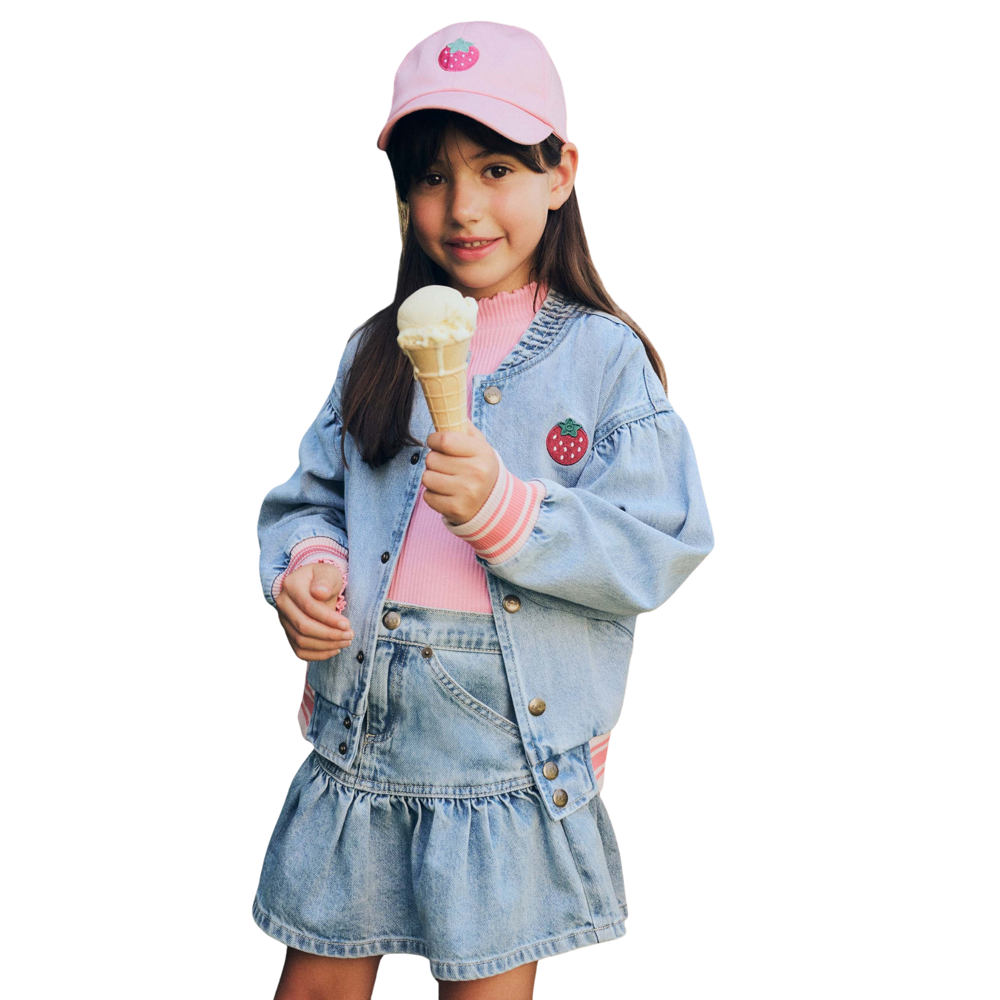 Huxbaby - Dreamy Denim Strawberry Bomber