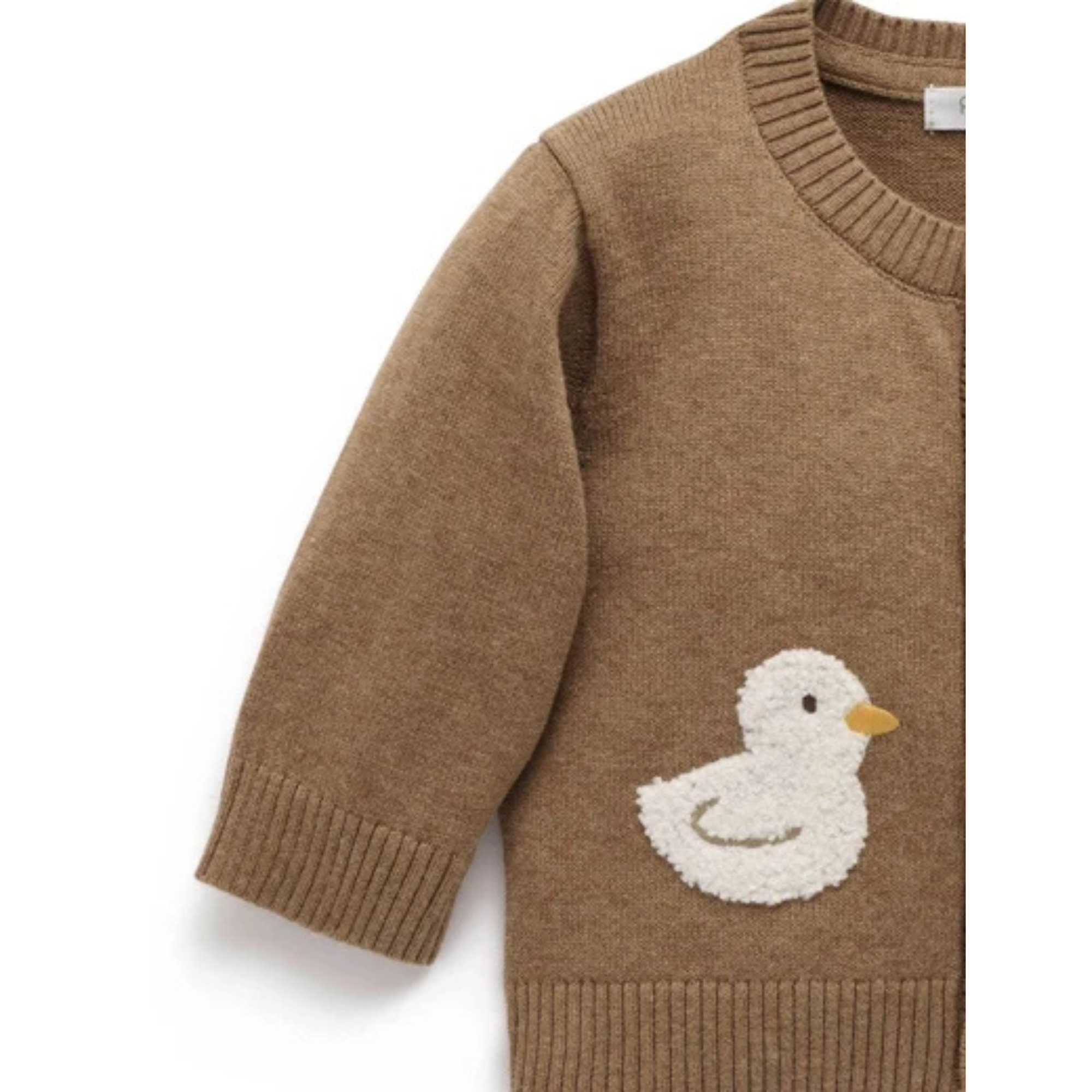 Purebaby Goose Chenille Cardigan - Milk Choc Melange