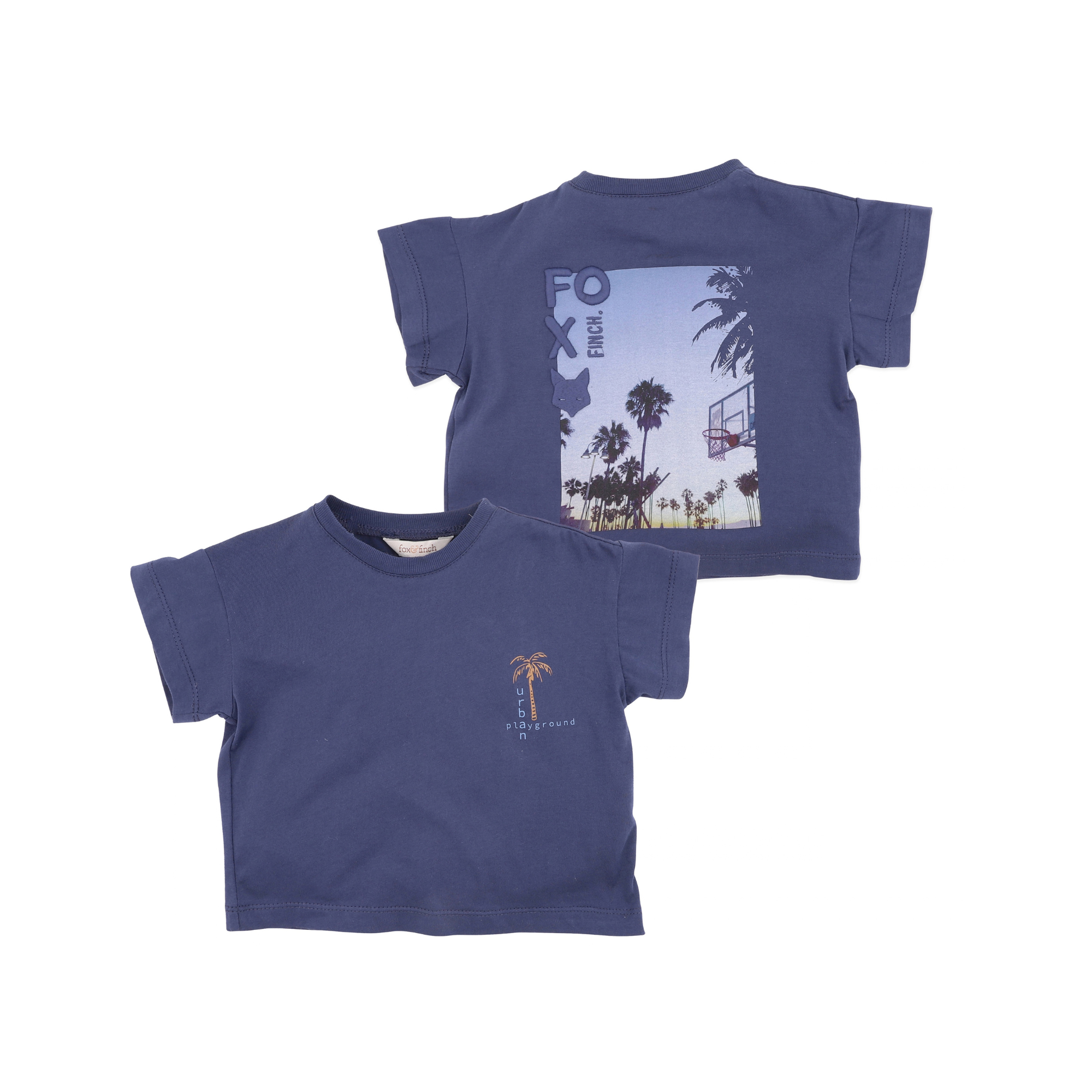 Fox & Finch Casablanca Organic Palm Tee - Moonlight Blue