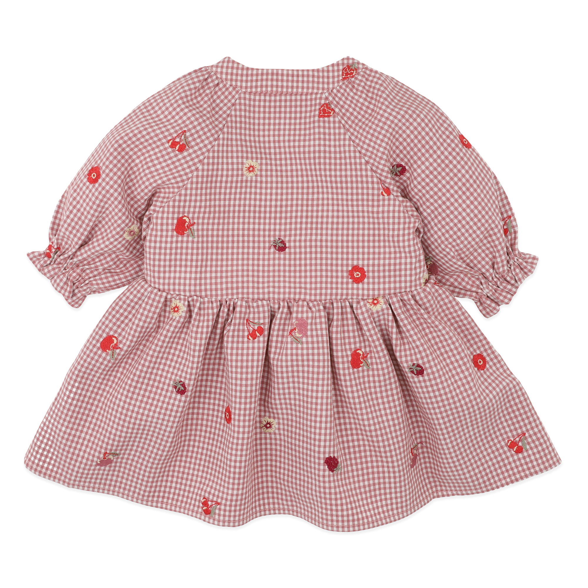 Fox & Finch Orchard Bloom Emb. Check Dress - Dusty Pink Check