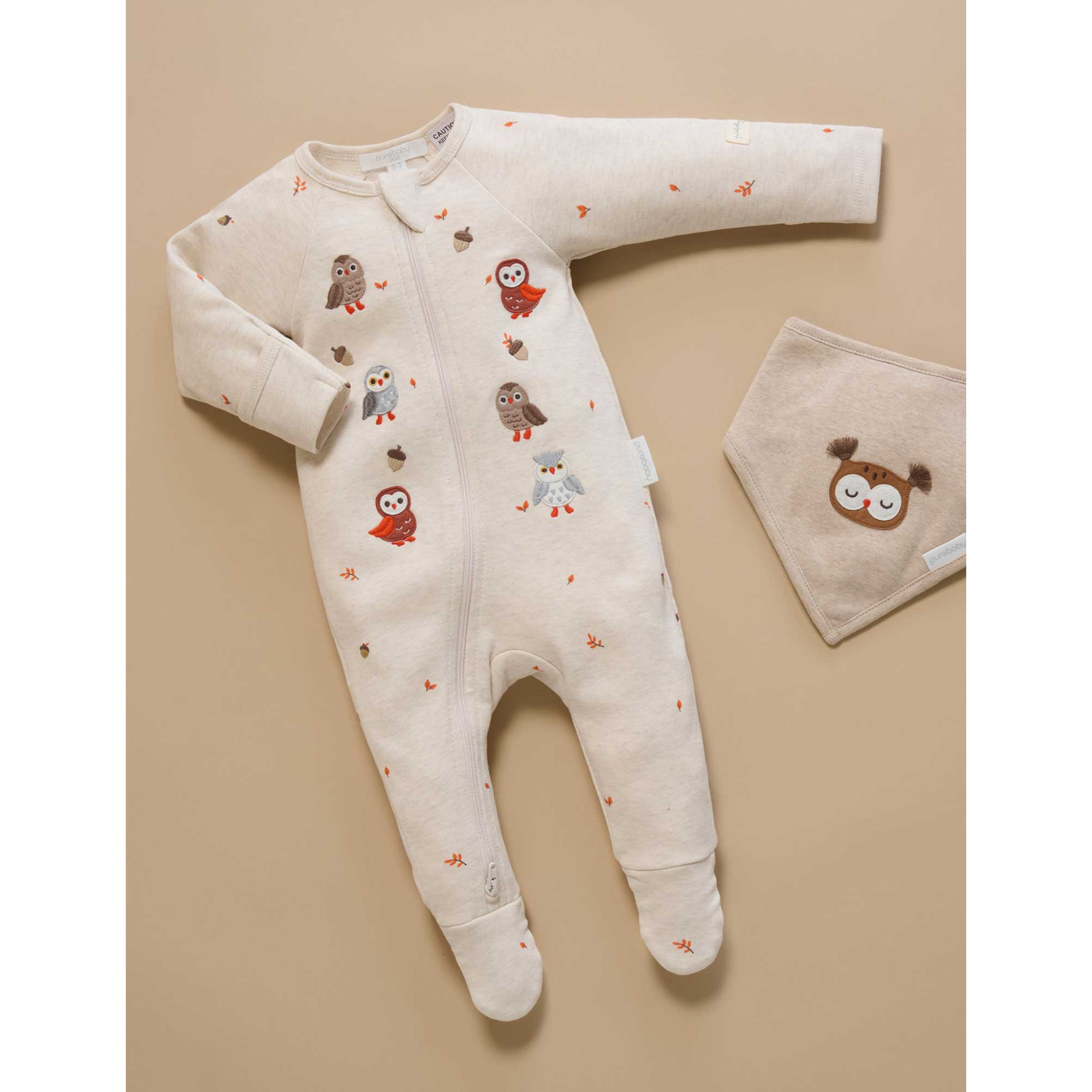 Purebaby Bandana Bib - Oatmeal Melange