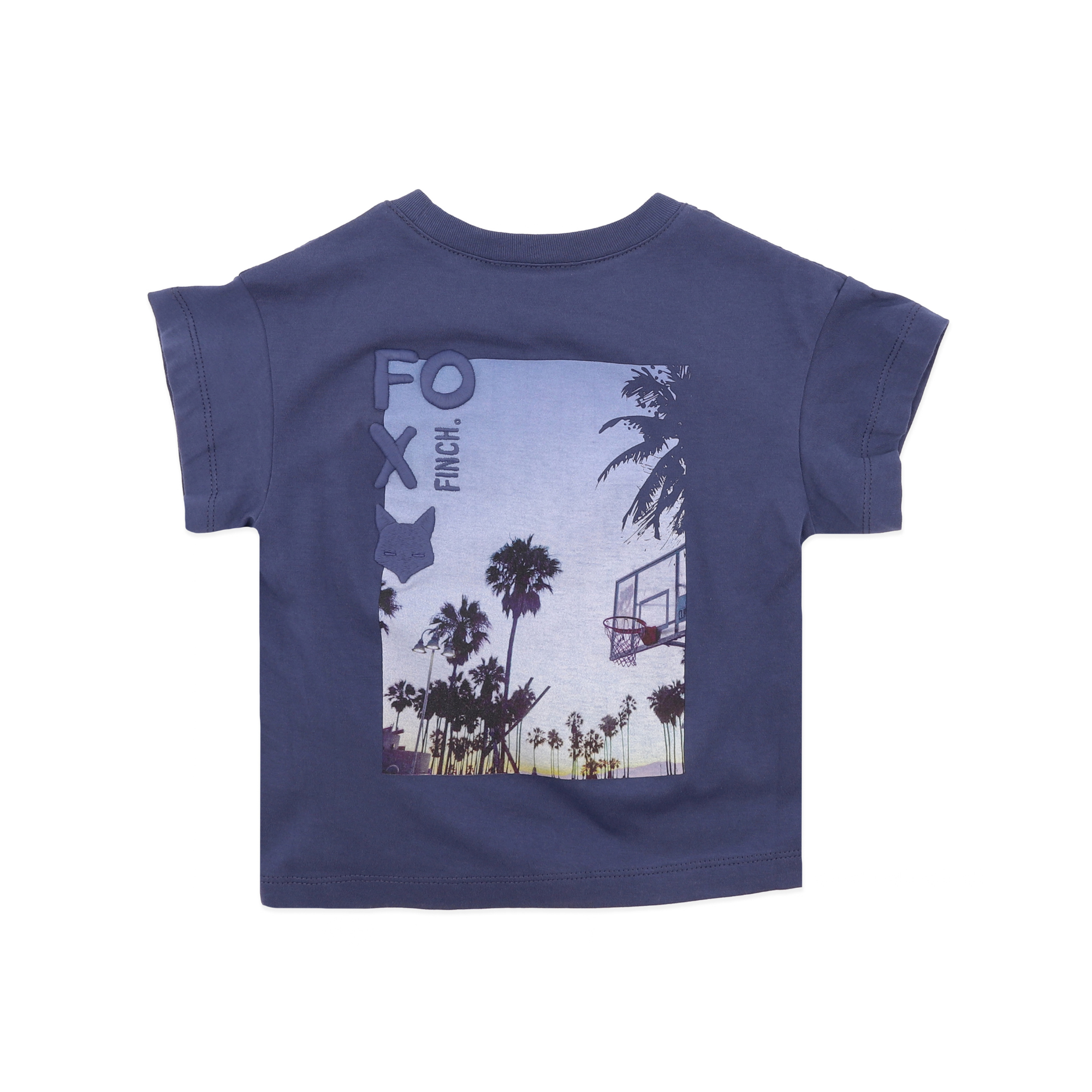 Fox & Finch Casablanca Organic Palm Tee - Moonlight Blue