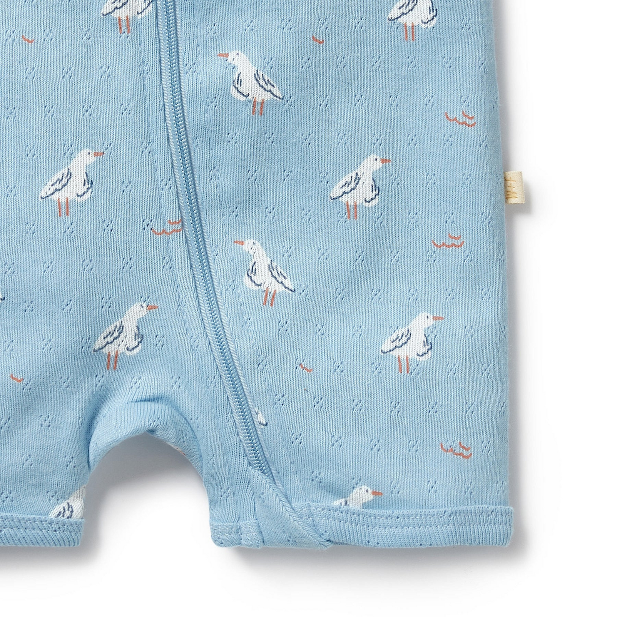 Wilson & Frenchy Sunny Seagulls Organic Pointelle Boyleg Zipsuit - Sunny Seagulls