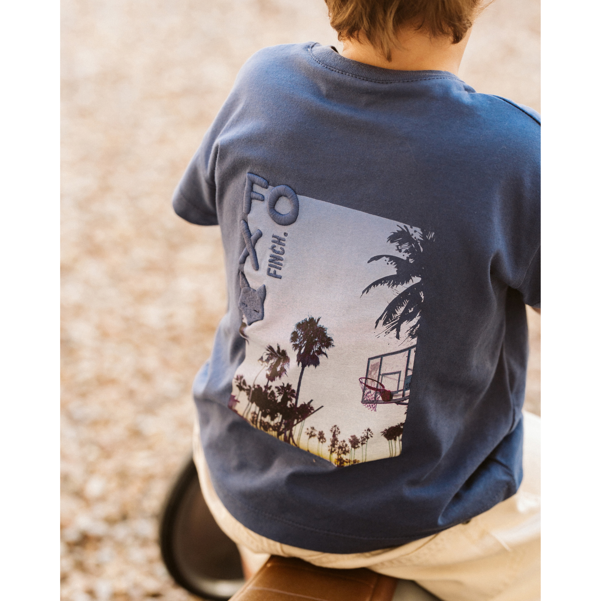 Fox & Finch Casablanca Organic Palm Tee - Moonlight Blue