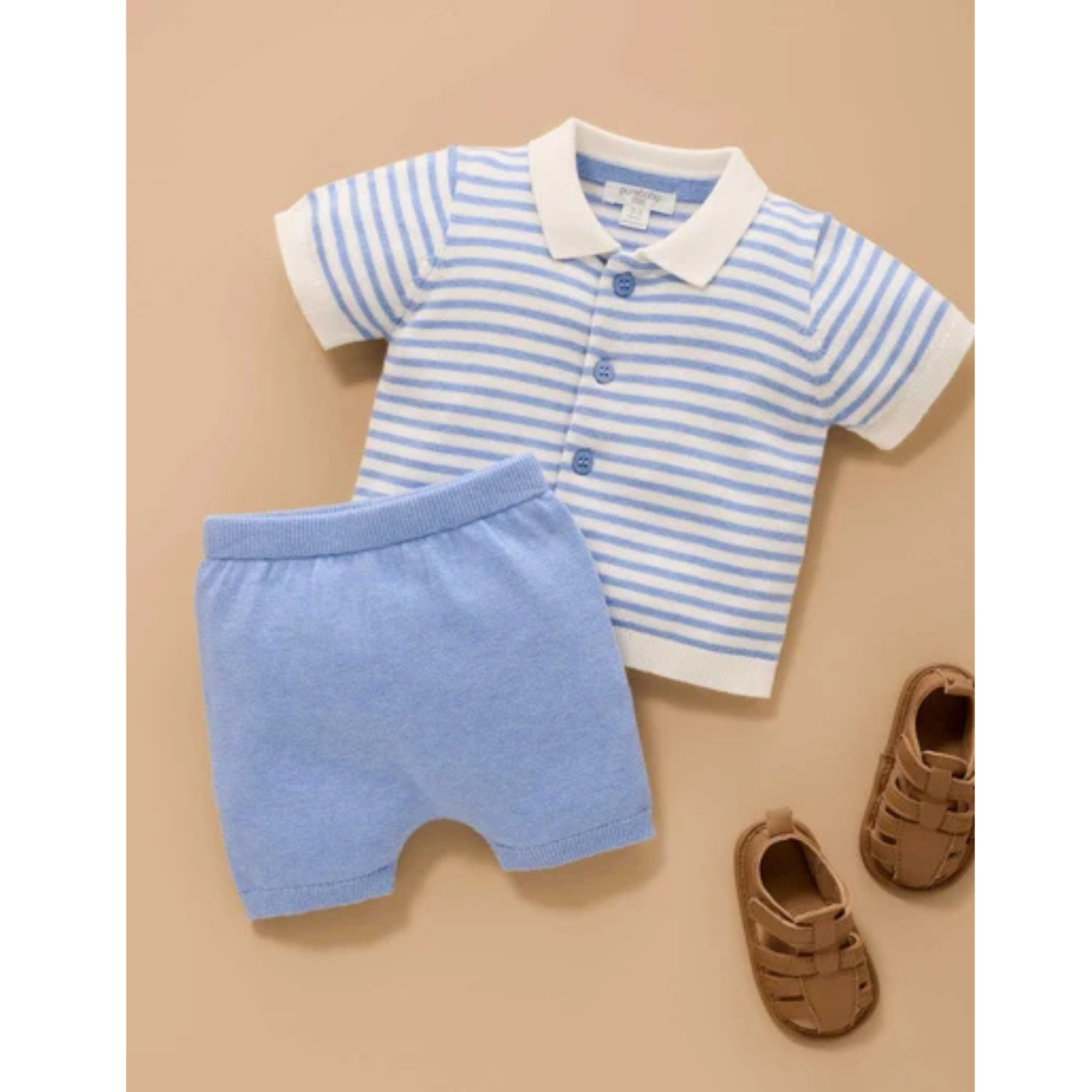 Purebaby Knitted Set - Blue Jay Melange