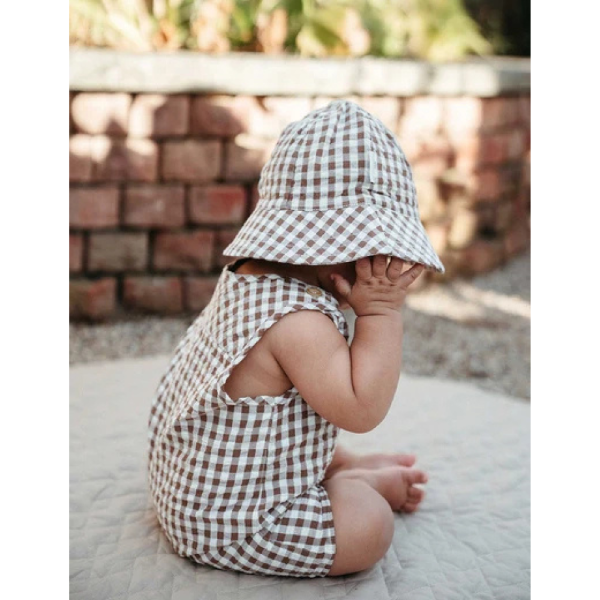 Purebaby Gingham Hat - Milk Choc Gingham