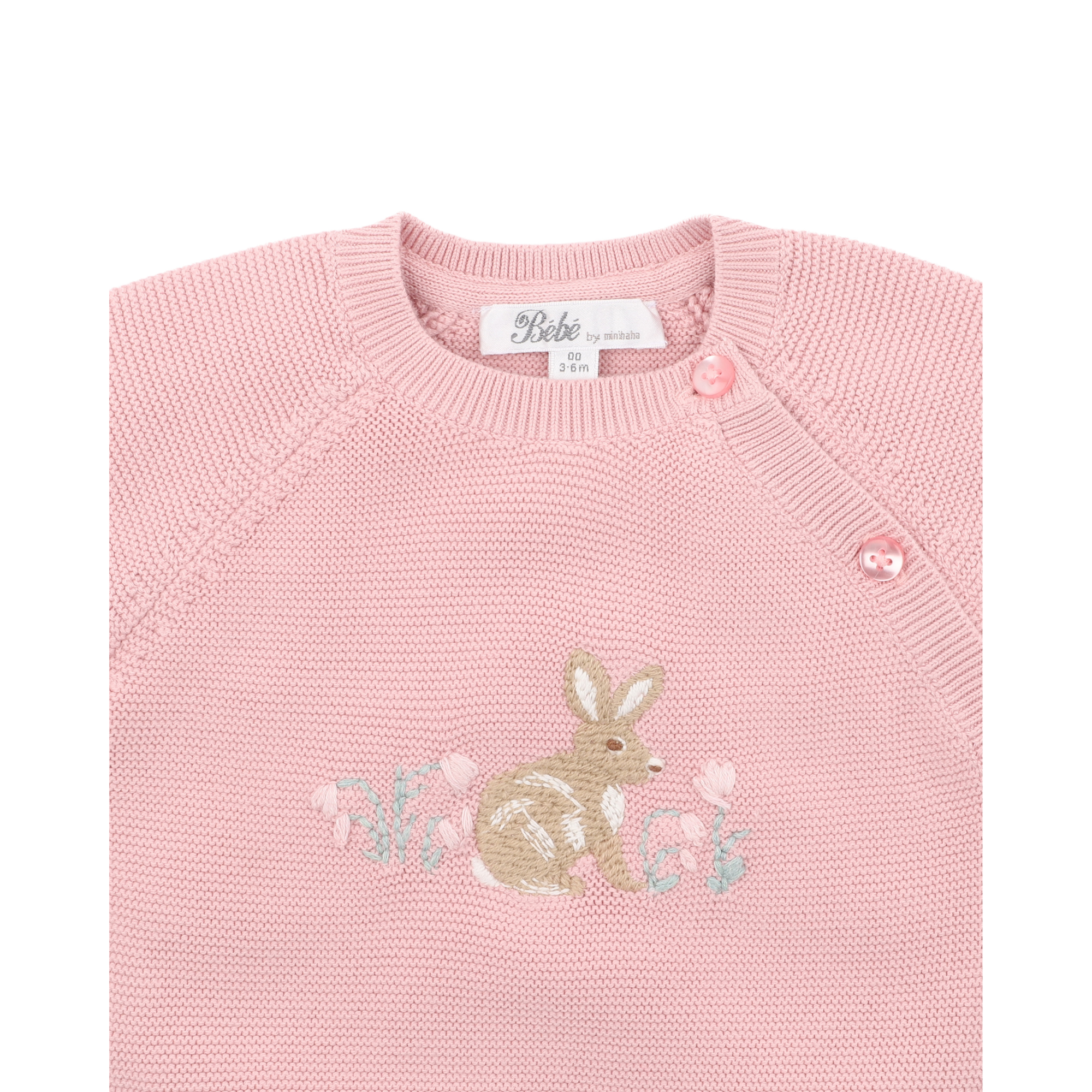 Bebe Fern Bunny organic knitted jumper - Blossom