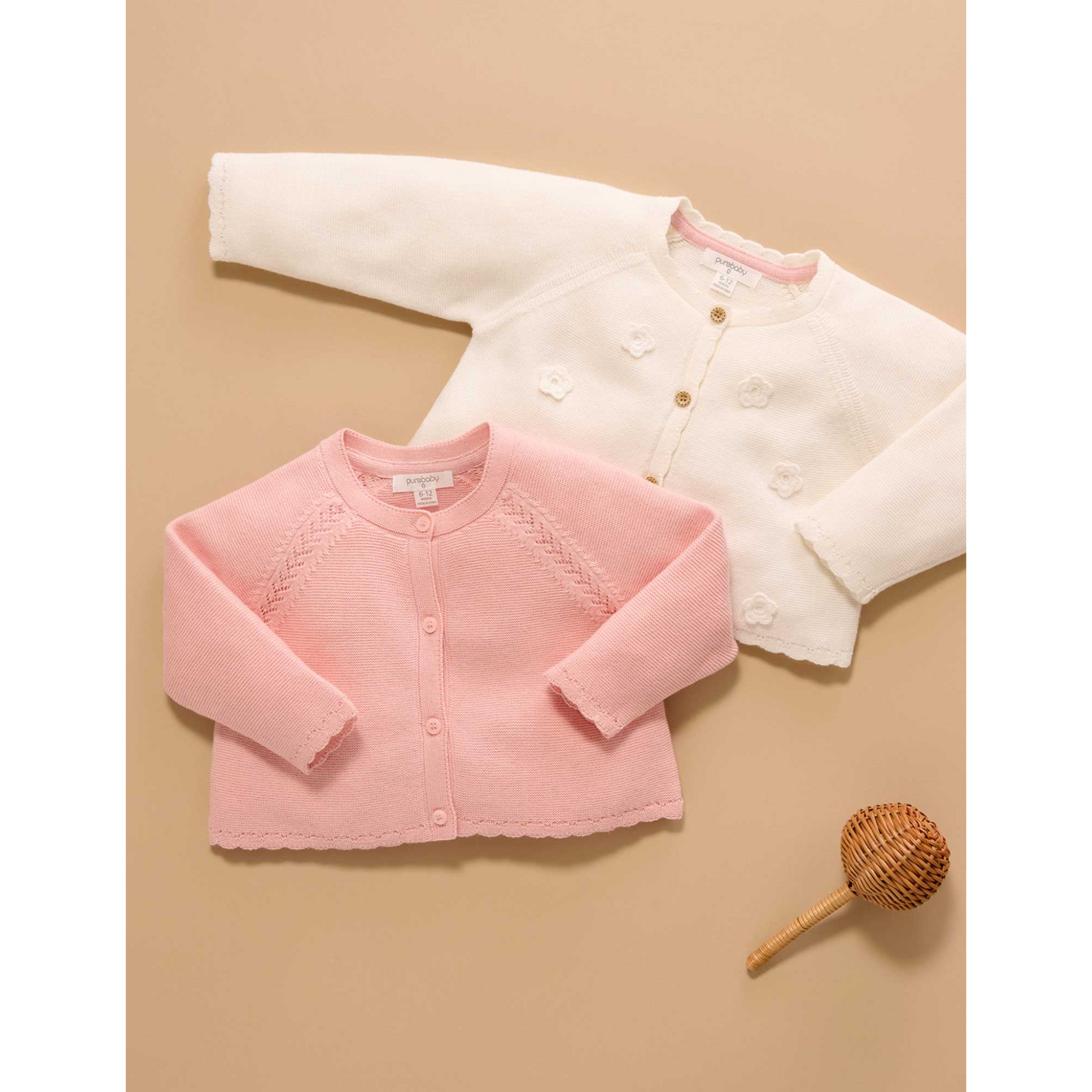 Purebaby Crochet Cardigan - Cloud