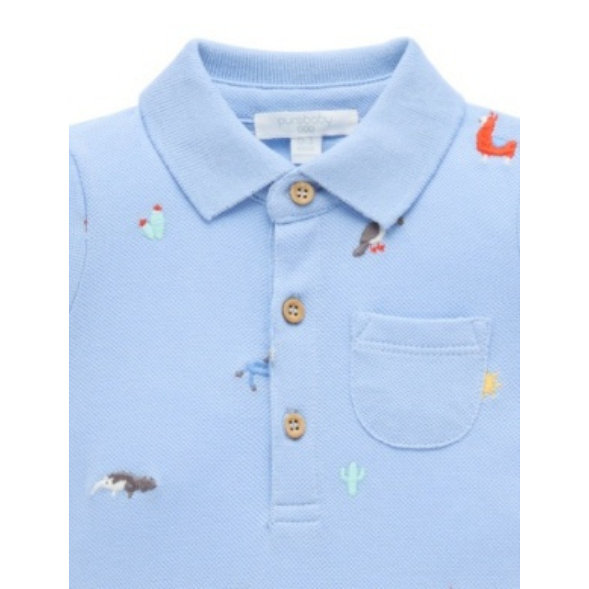Purebaby Polo Growsuit - Animal Fiesta Broderie