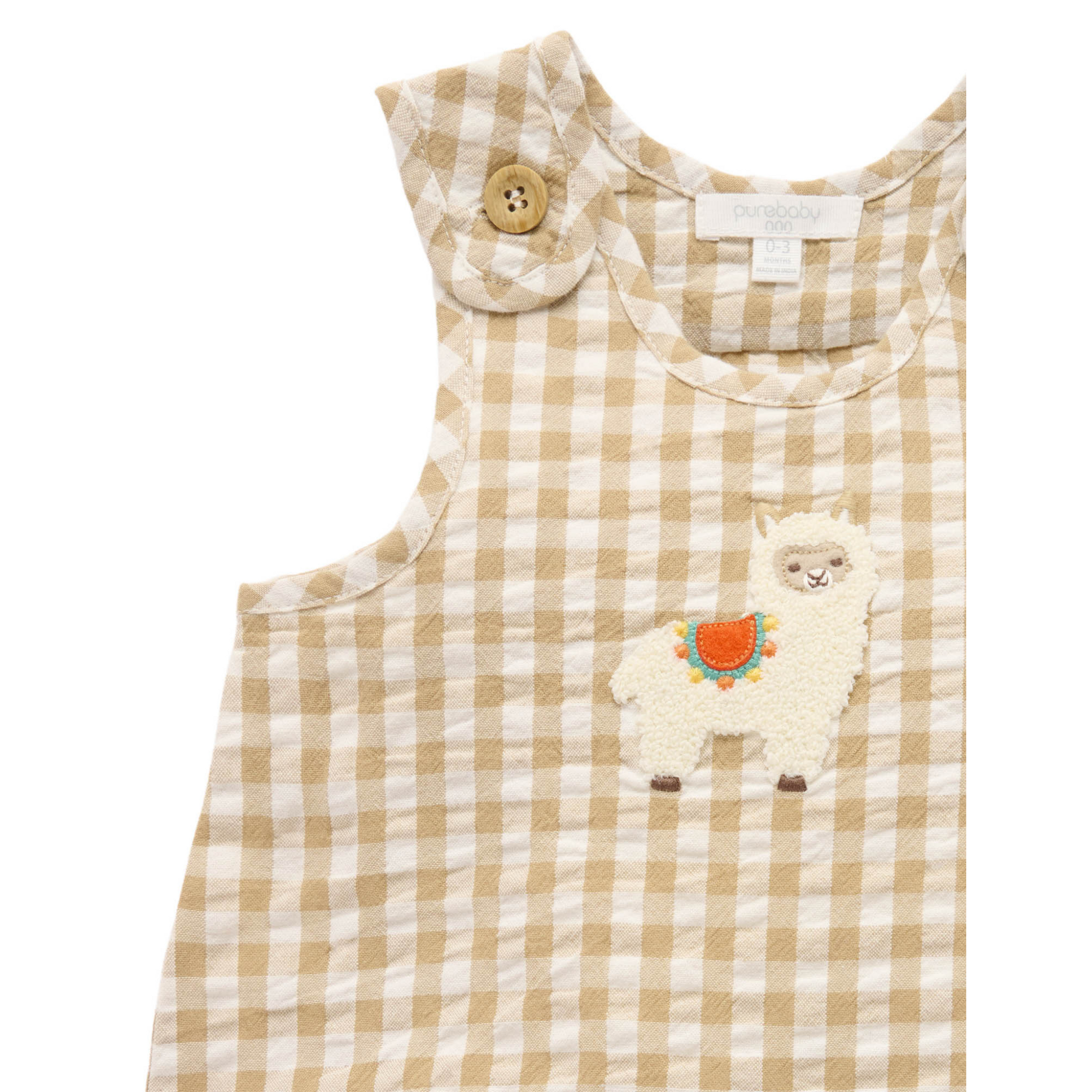 Purebaby Gingham Romper - Burrito Gingham