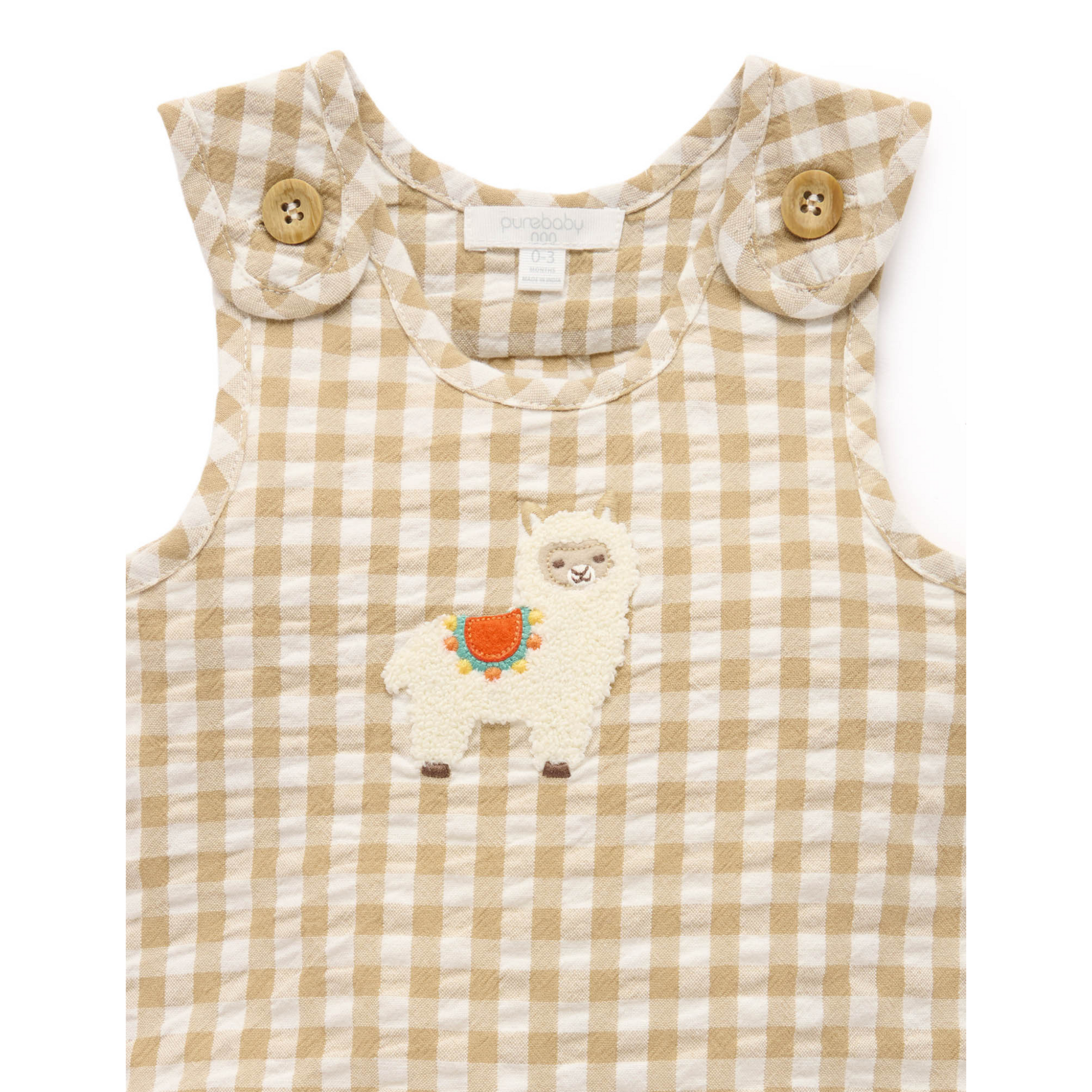 Purebaby Gingham Romper - Burrito Gingham