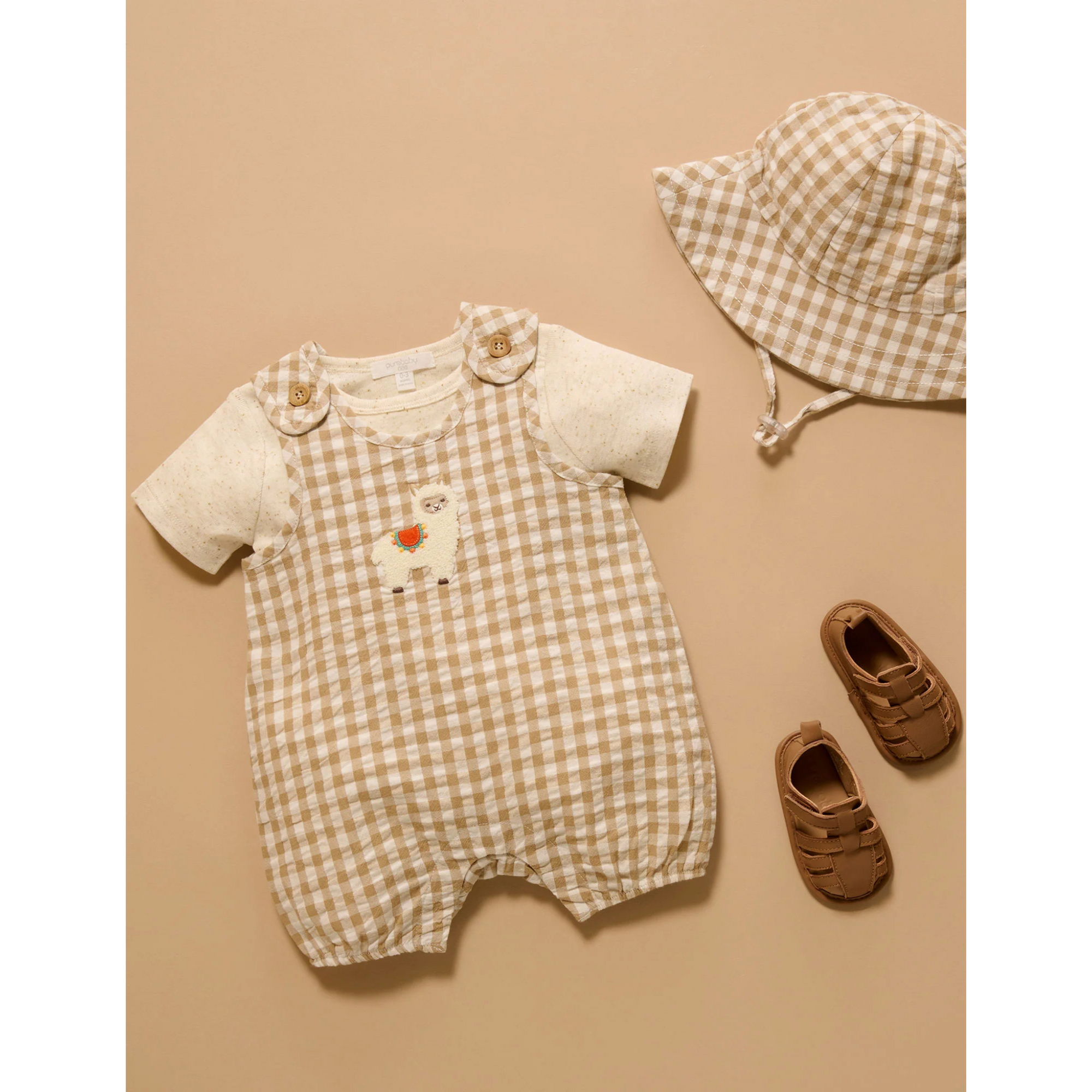 Purebaby Gingham Romper - Burrito Gingham