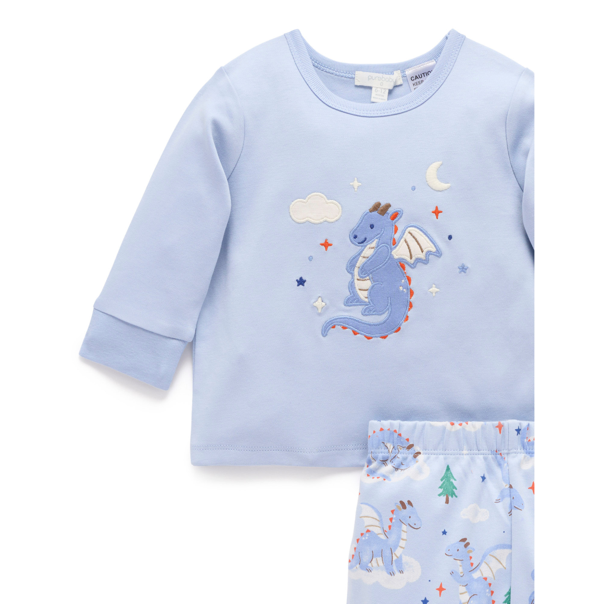 Purebaby Thick PJ Set - Sleeping Dragon Print