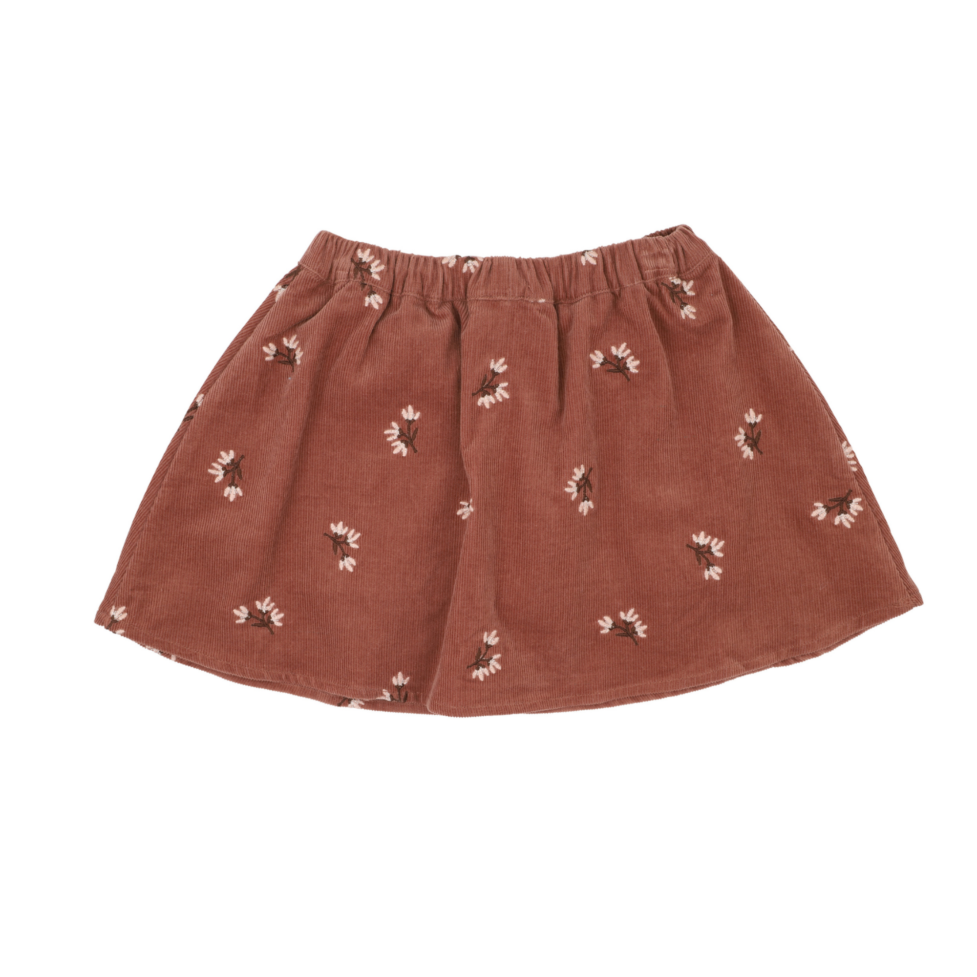 Fox & Finch Wild garden emb. Skirt w shorts - Auburn brown