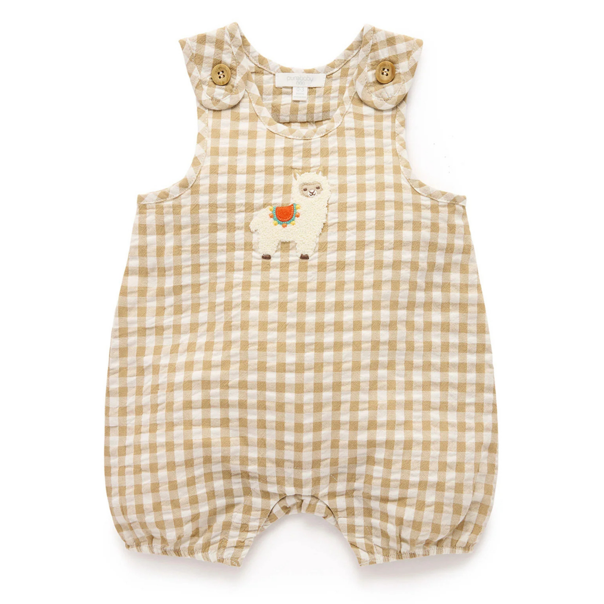 Purebaby Gingham Romper - Burrito Gingham