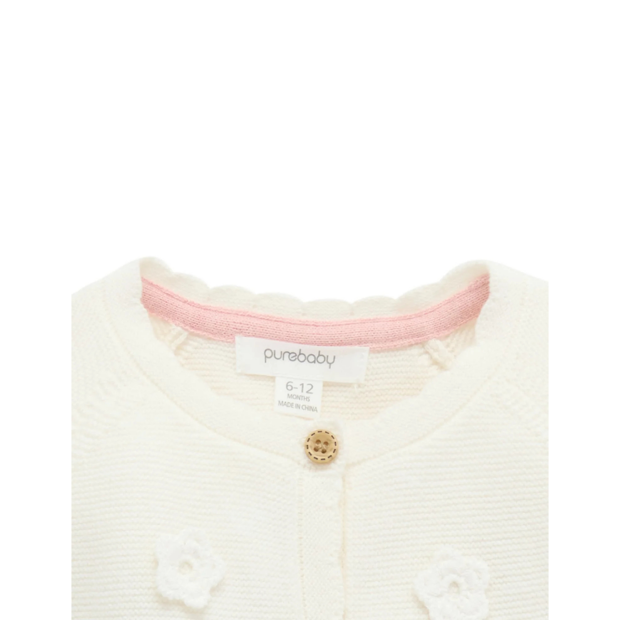 Purebaby Crochet Cardigan - Cloud