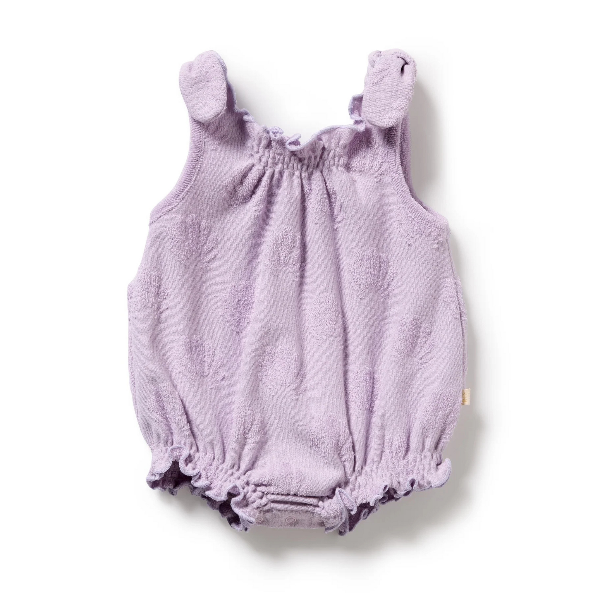 Wilson & Frenchy Lavender Shells Organic Terry Tie Playsuit - Lavender Shells