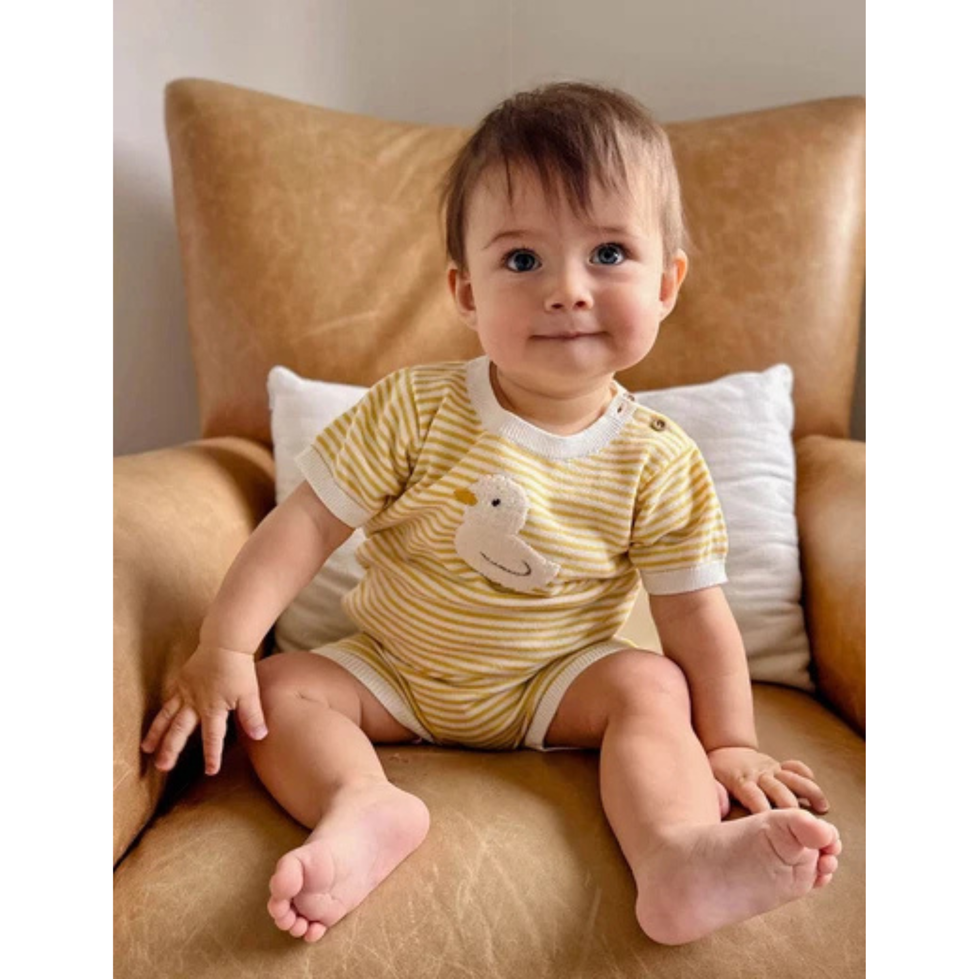 Purebaby Knitted Goose Set - Lemon Stripe
