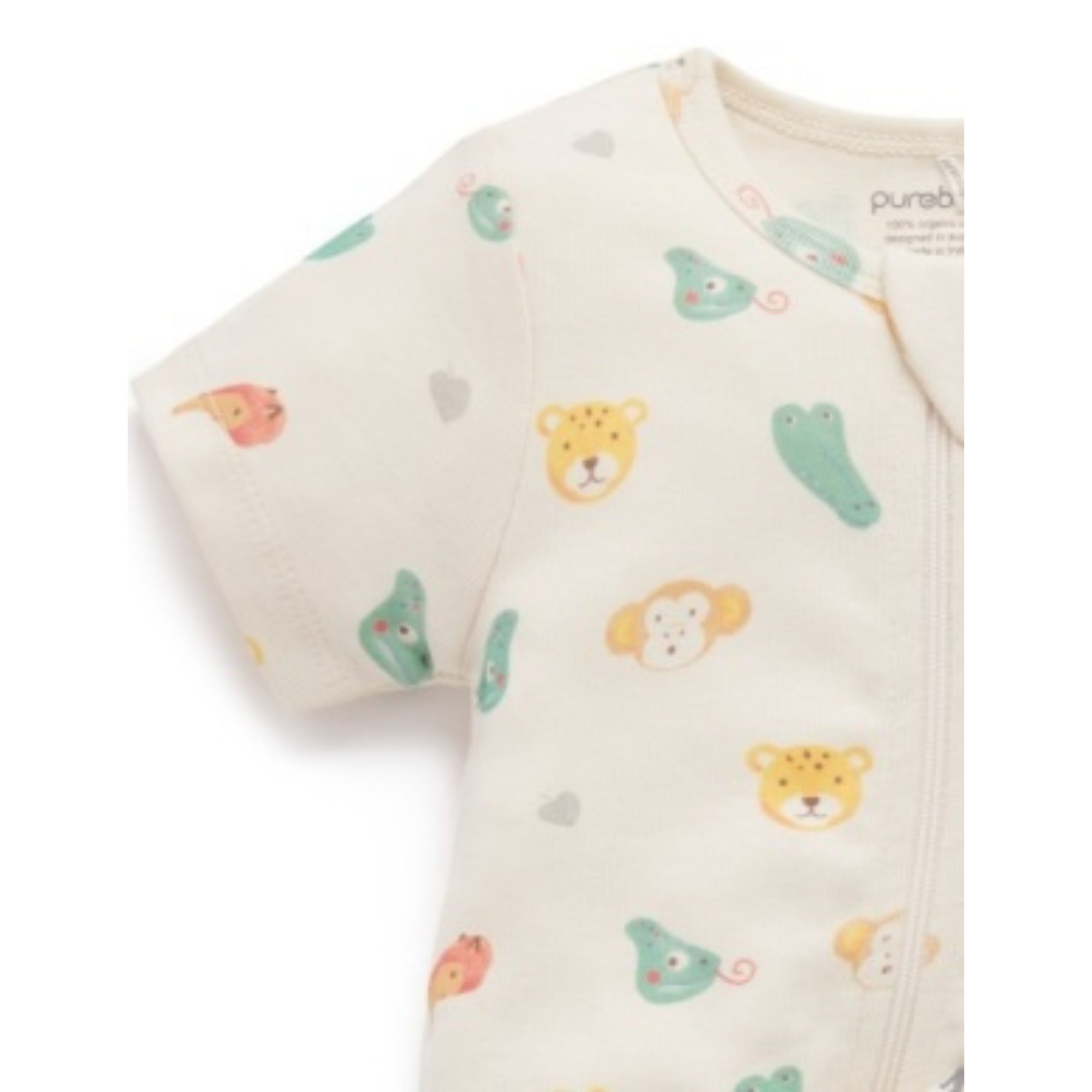 Purebaby 2 Pack S/Slv Digital Growsuit - Fiesta Heads Print