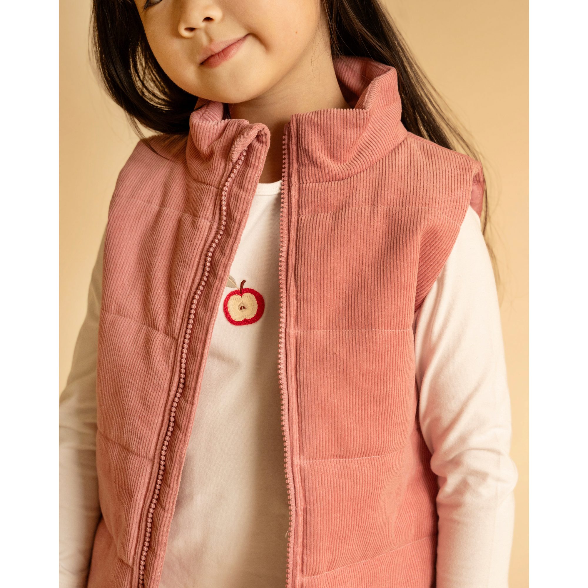 Fox & Finch Wild garden quilted zip up vest - Rose