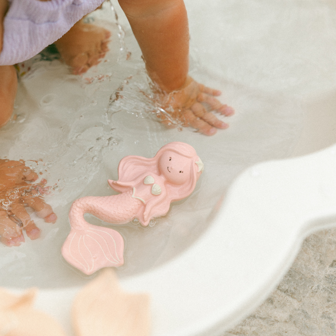 Maeve the Mermaid Natural Rubber Teether: Peach