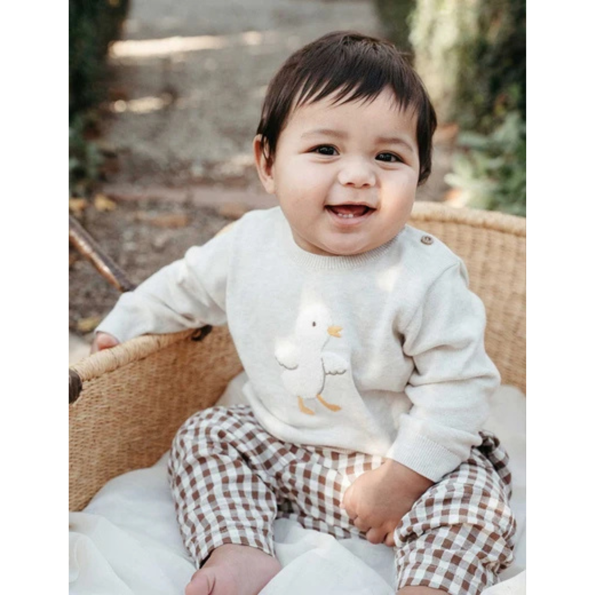 Purebaby Chenille Embroidered Jumper - Wheat Melange
