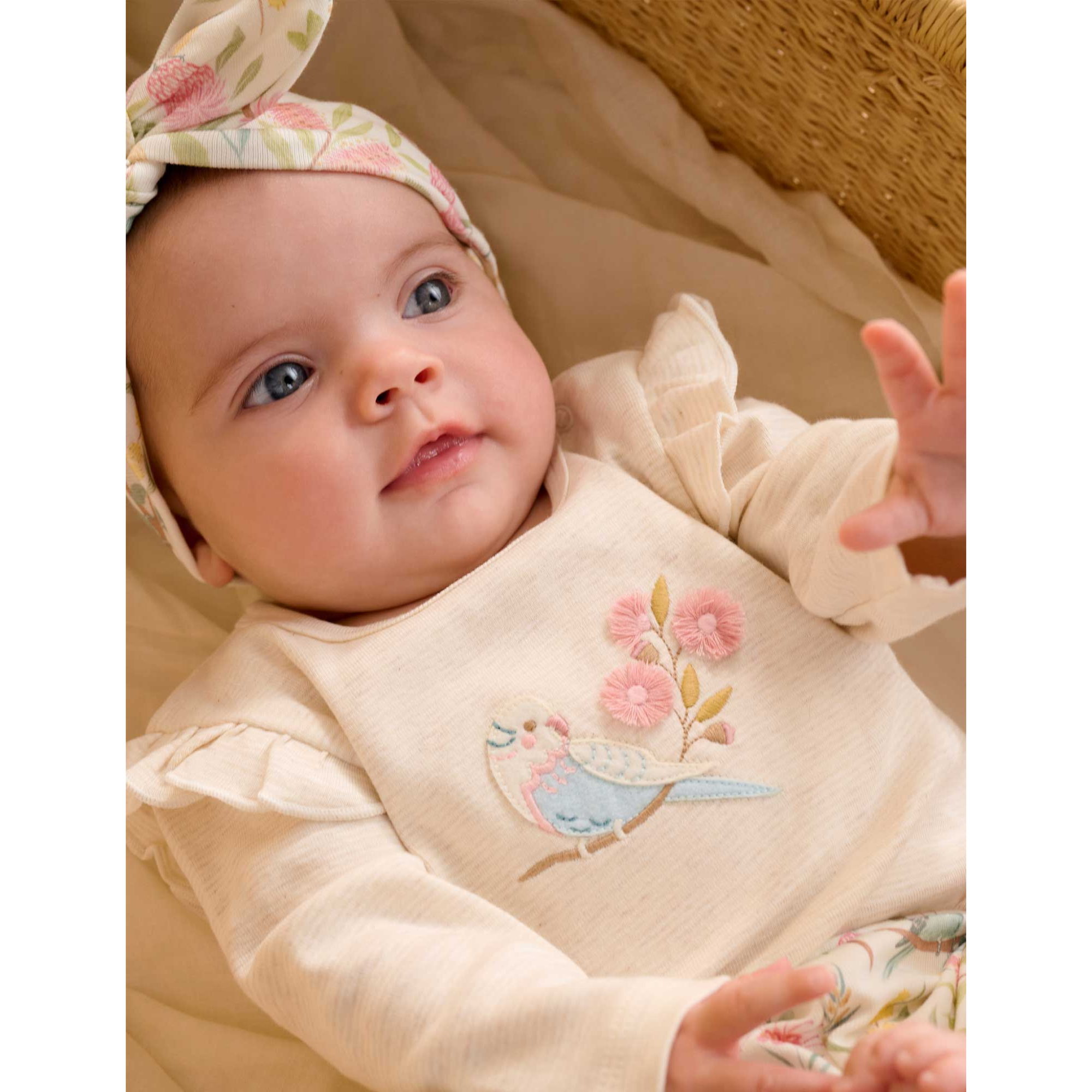 Purebaby 3 Piece Gift Pack w/ Headband - Aviary Garden