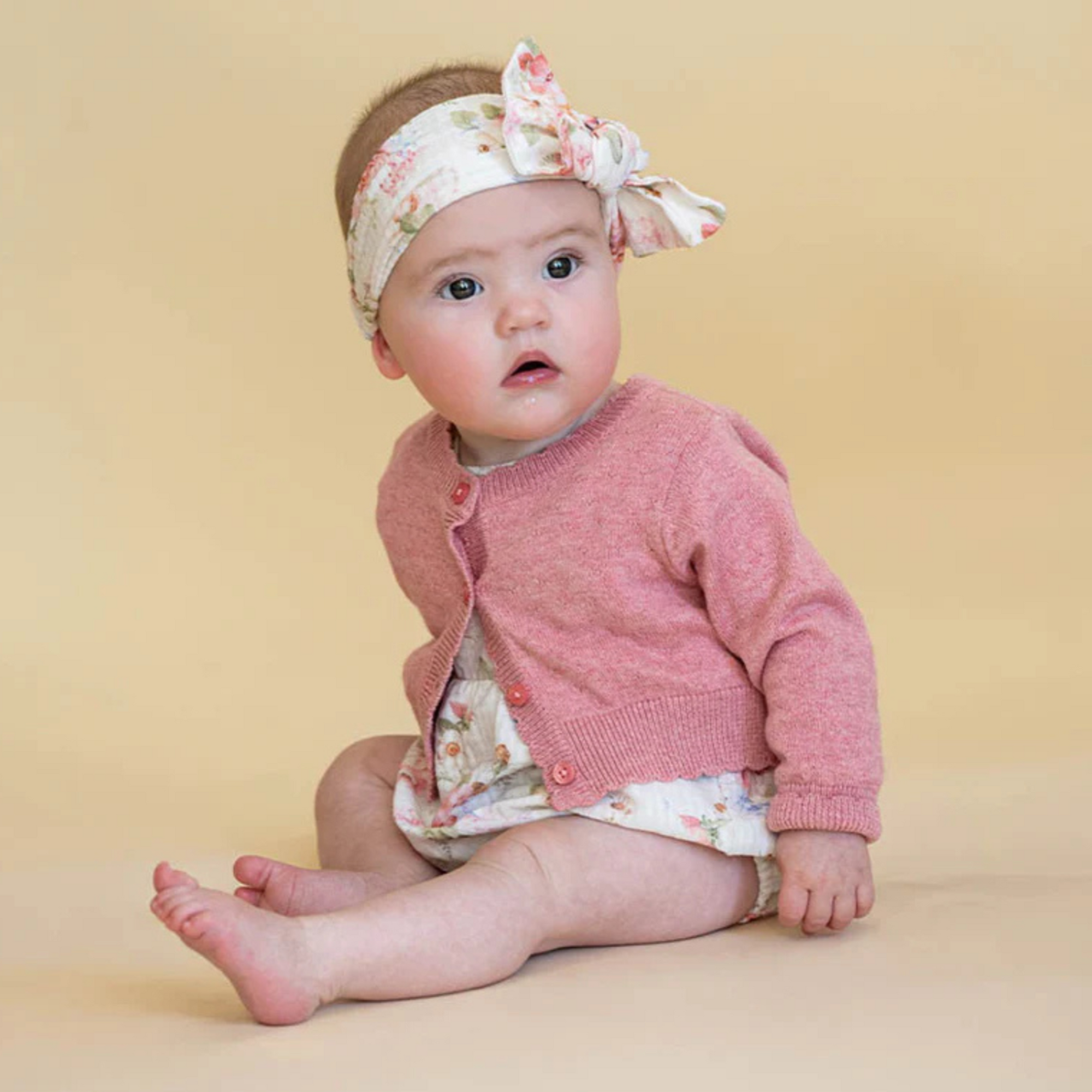 Bebe Anya Organic Cropped Cardigan - Coral Pink