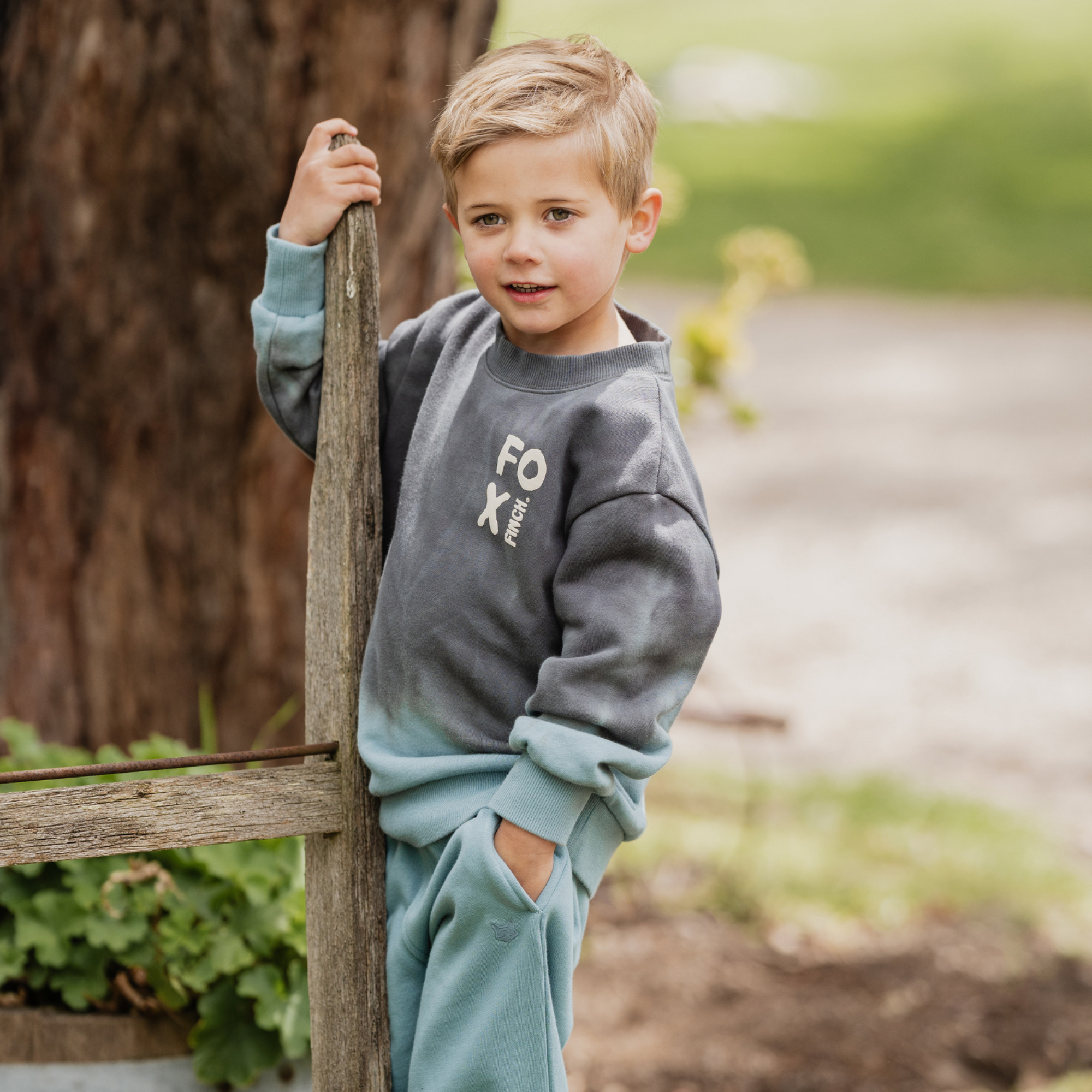 Fox & Finch Mr fox track pants - Stone blue