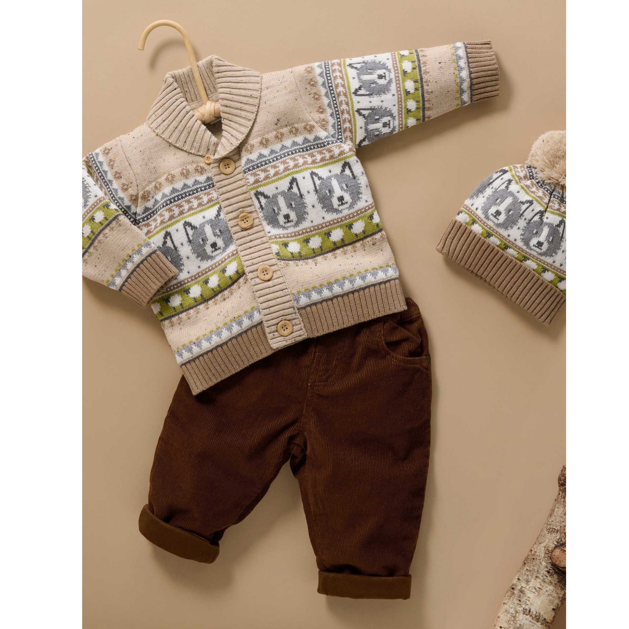 Purebaby Sheep Dog Cardigan - Herding Farisle