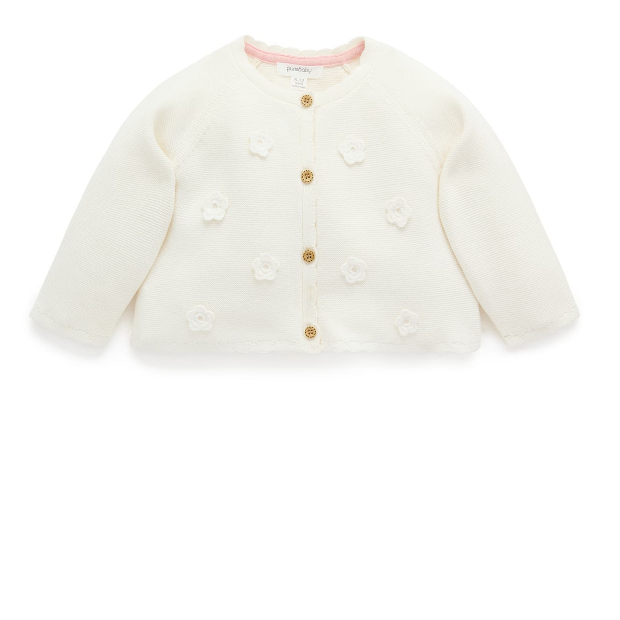 Purebaby Crochet Cardigan - Cloud