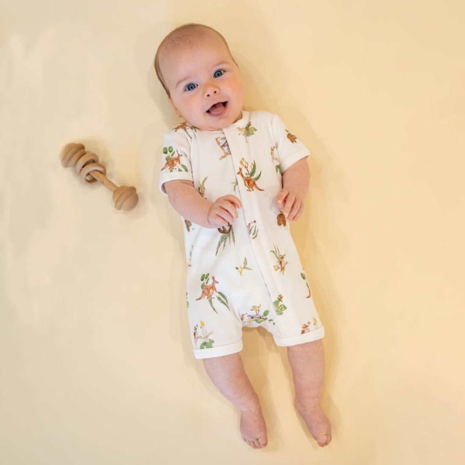 Bebe Australiana Organic Ss Zipsuit - Australiana Print