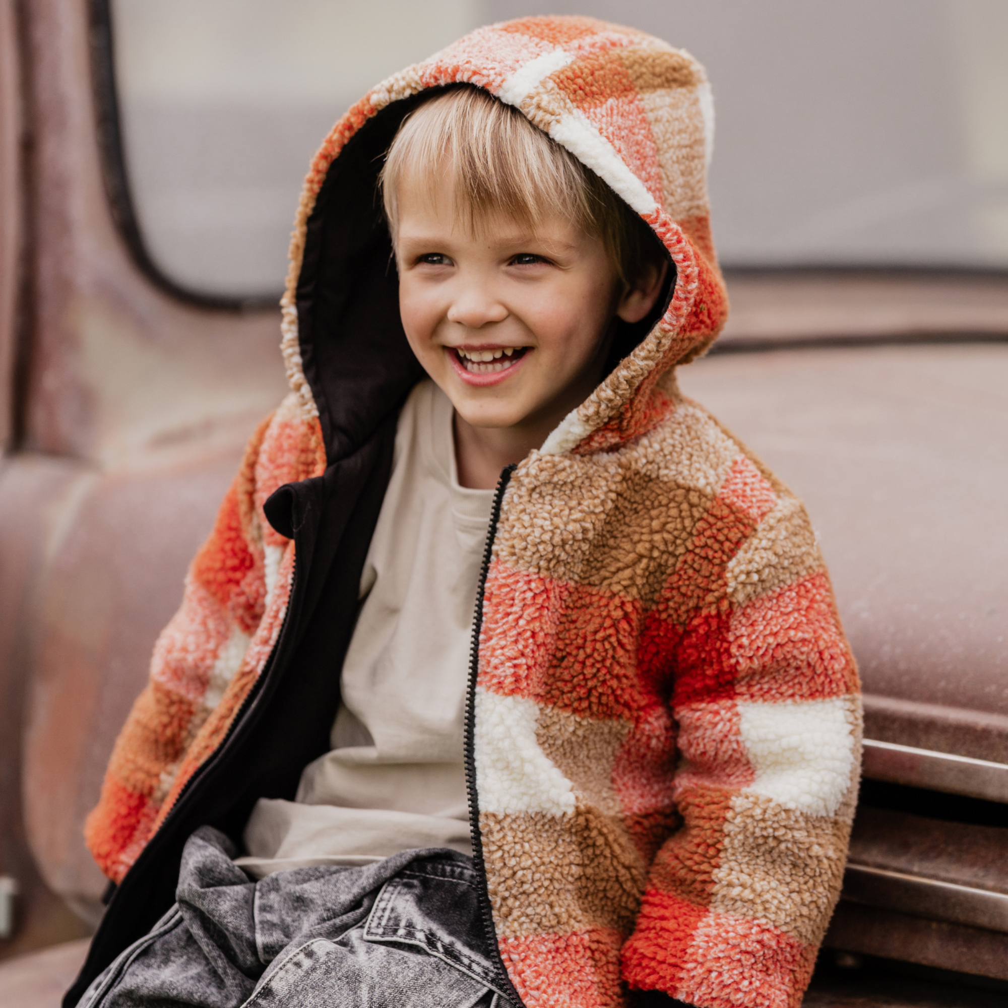 Fox & Finch Mr fox sherpa check jacket - Rust check