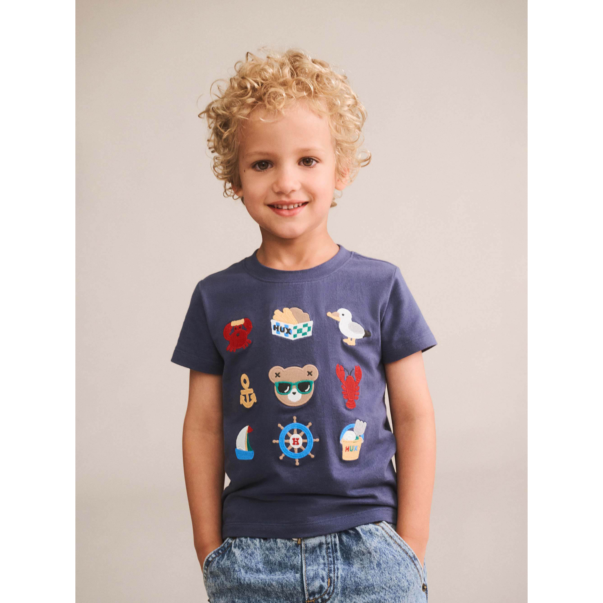 Huxbaby 9 Nautical Emb Tee - Ink