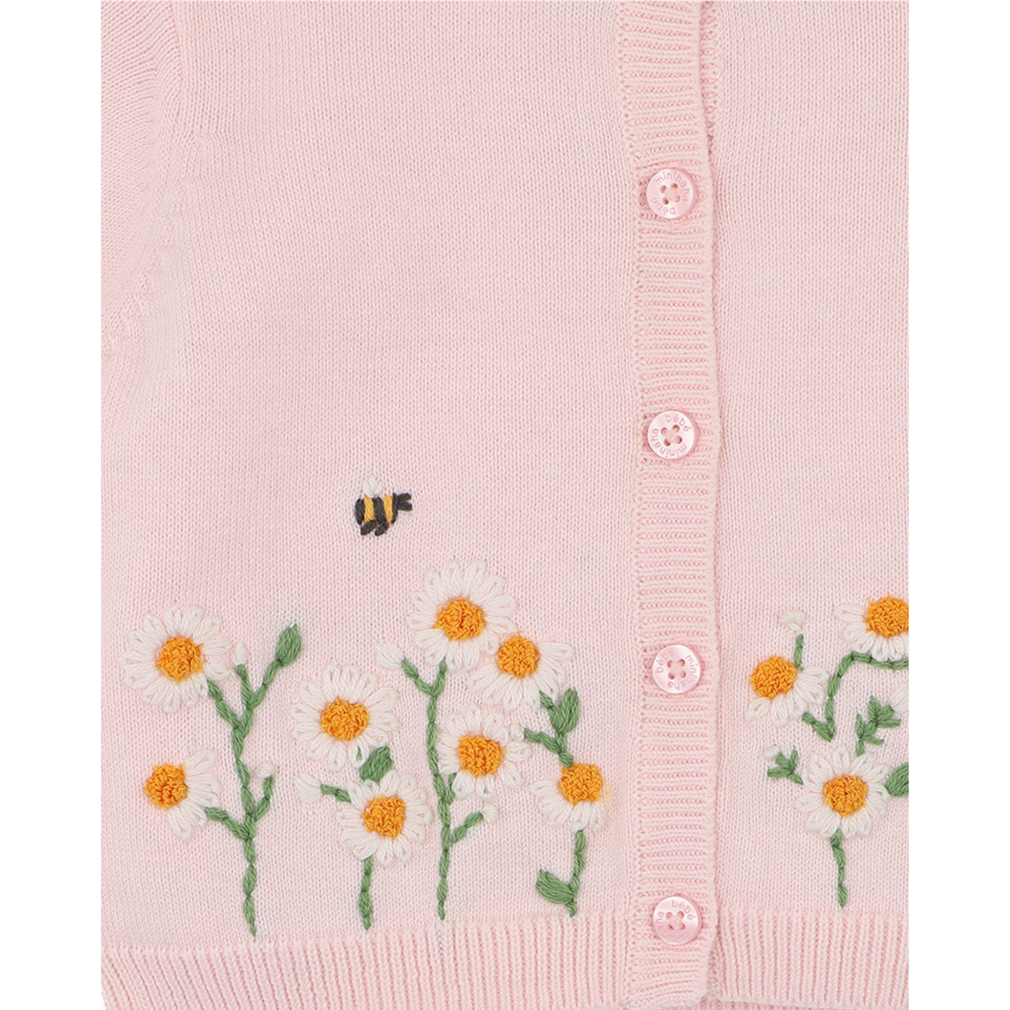 Bebe Tess Organic Hand Embroidered Cardigan - Pale Pink