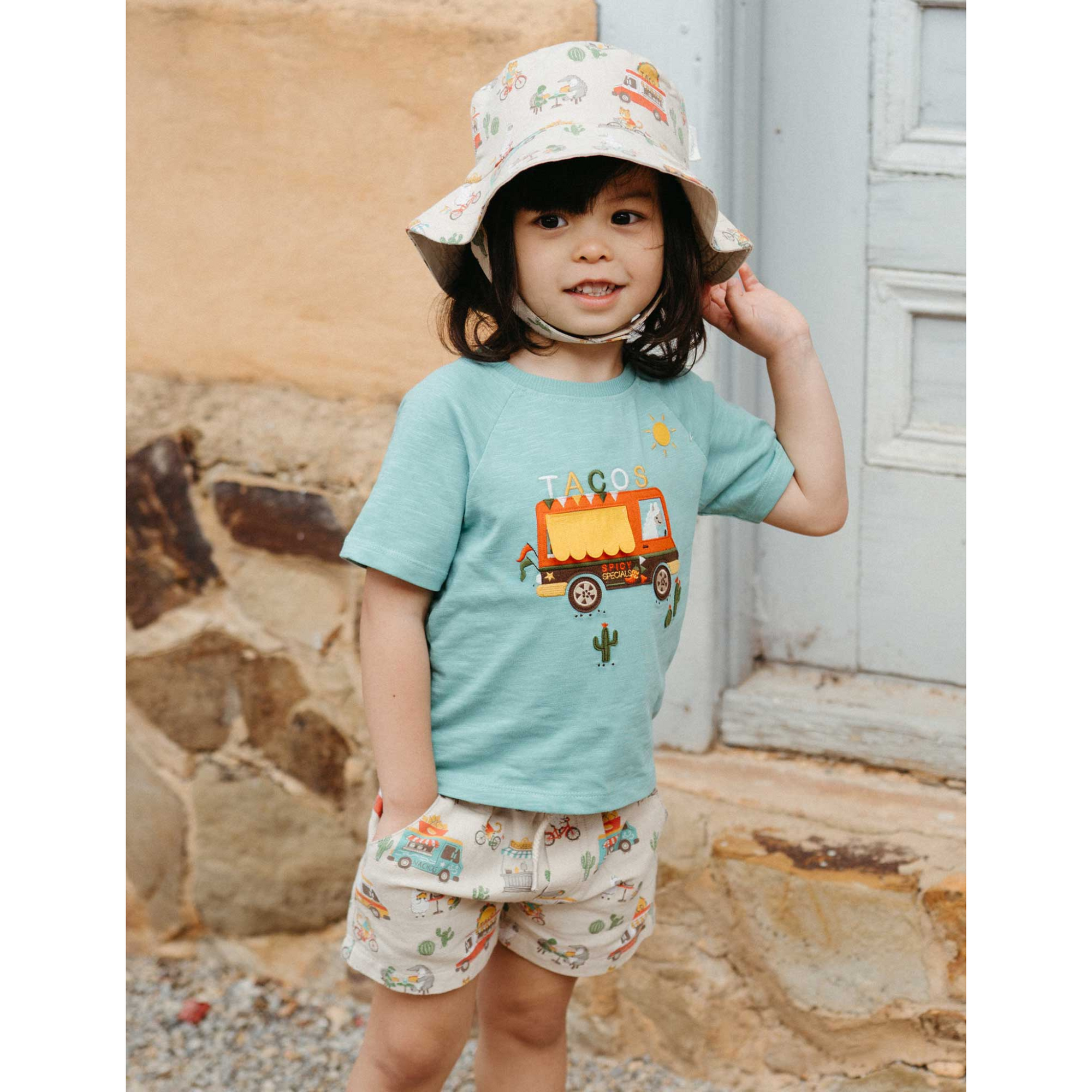 Purebaby Pull on Printed Short - Taco Truck Print