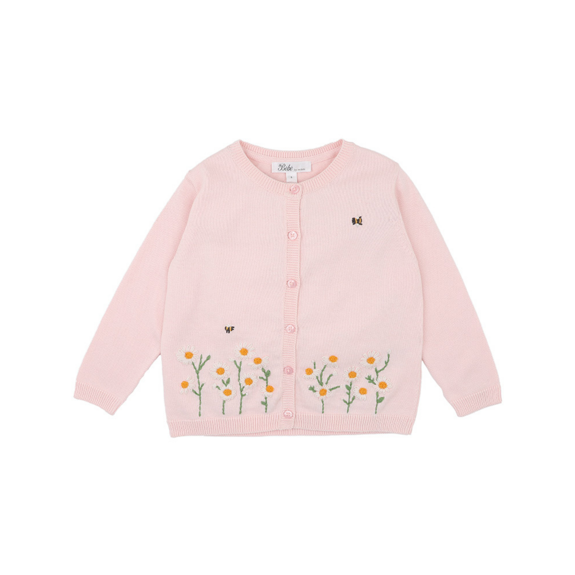 Bebe Tess Organic Hand Embroidered Cardigan - Pale Pink