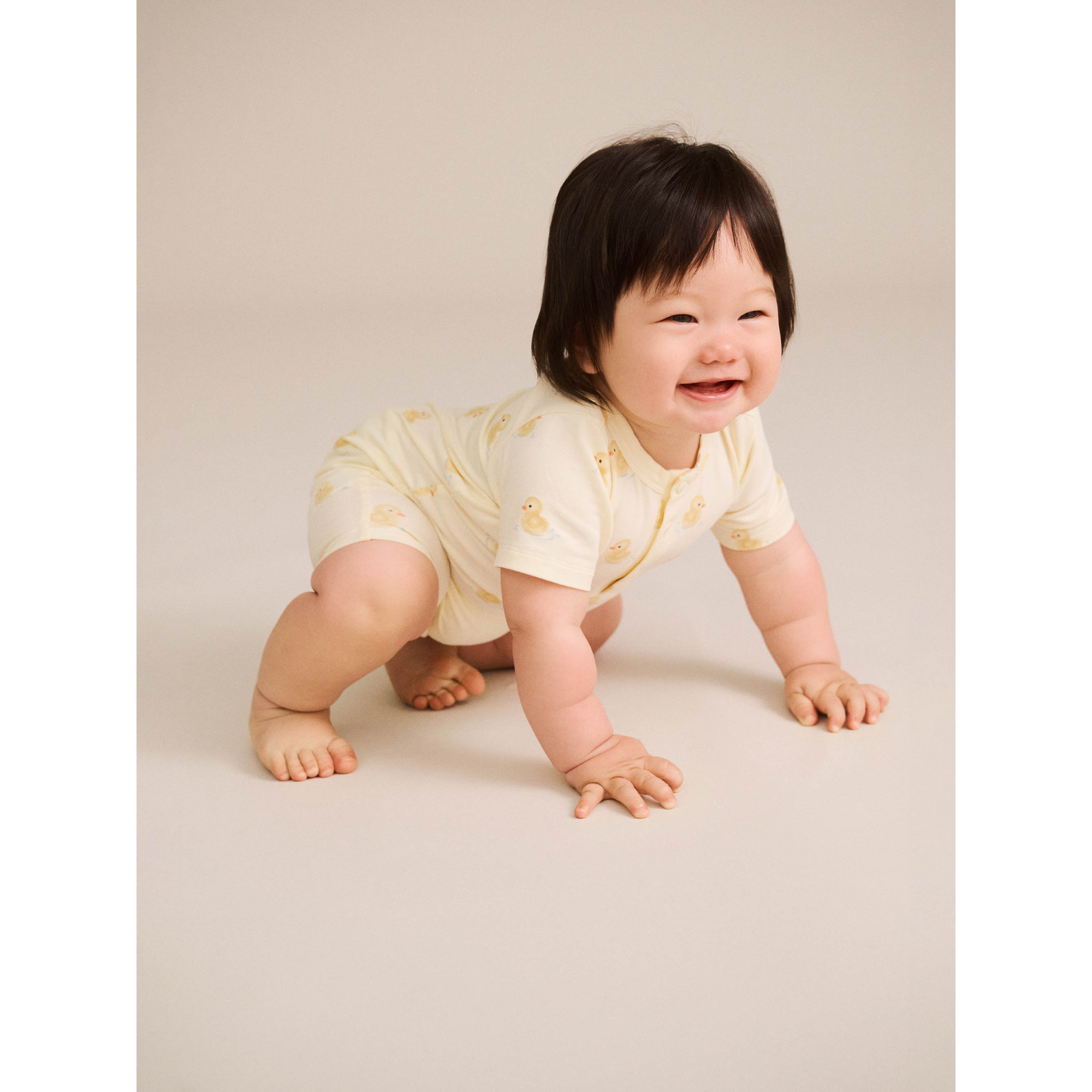 Huxbaby Rubber Ducky ZIP Romper - Butter