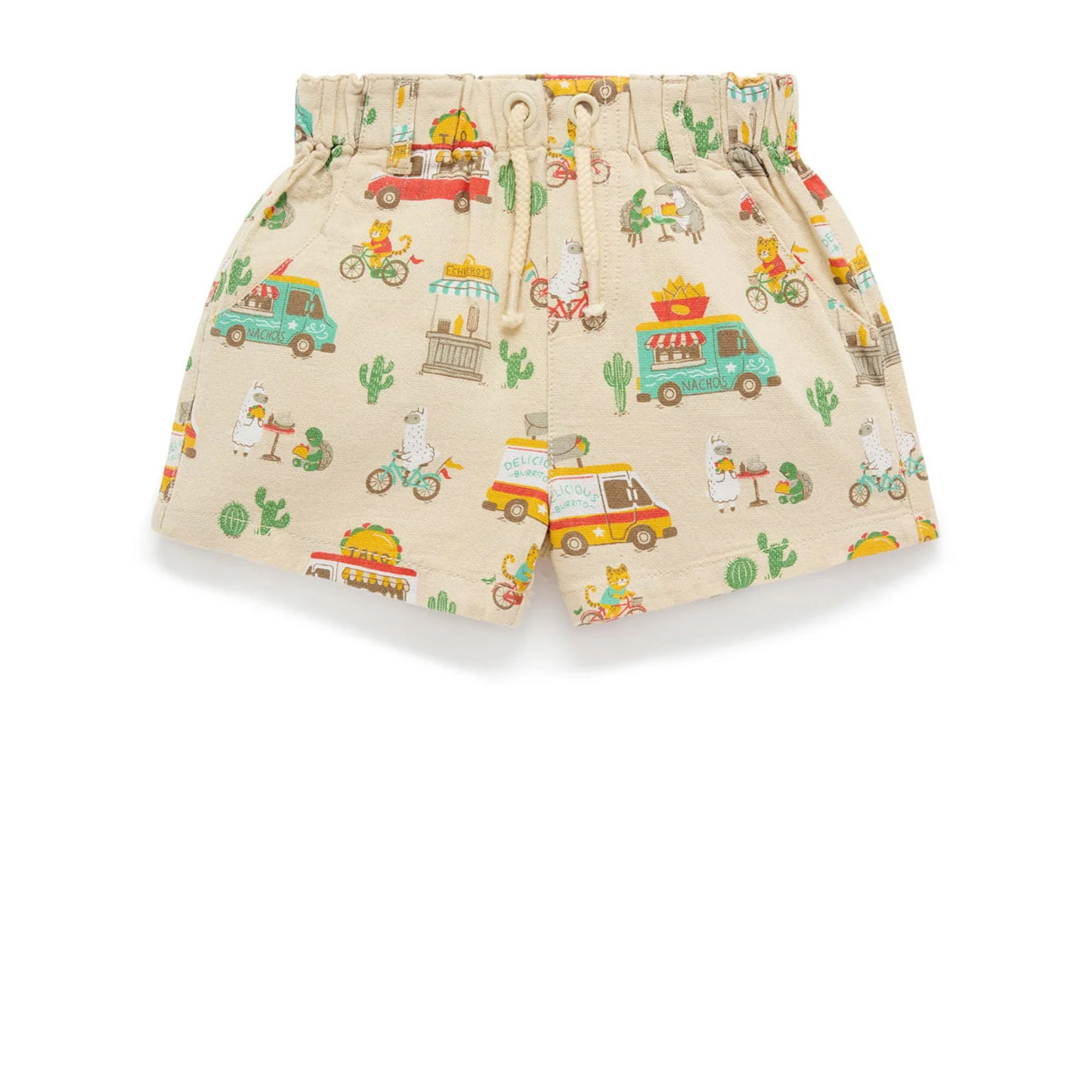 Purebaby Pull on Printed Short - Taco Truck Print
