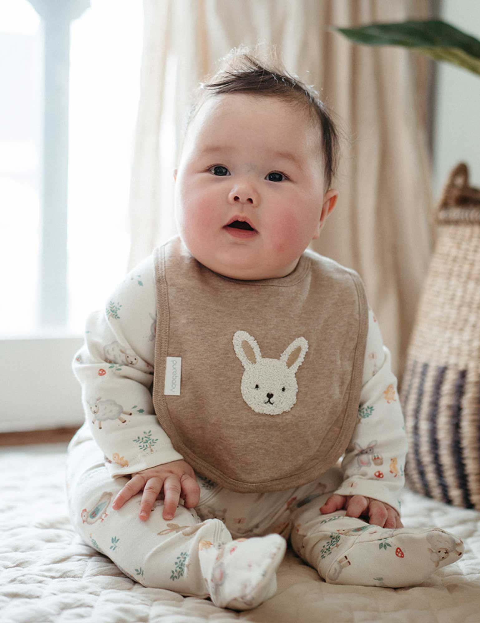 Purebaby Bunny Bib - Mushroom