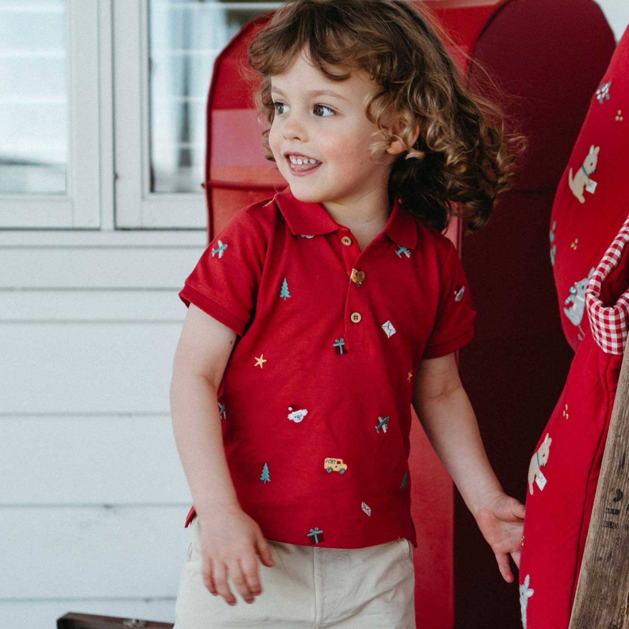 Purebaby Christmas Broderie Polo