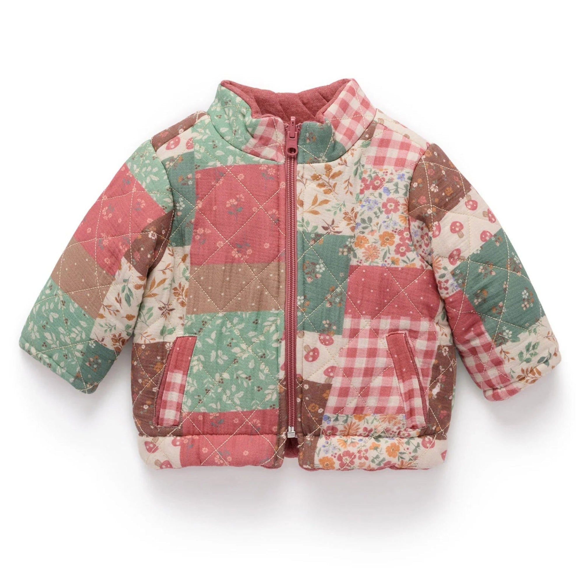 Purebaby Reversible Quilted Jacket - Patchwork Print