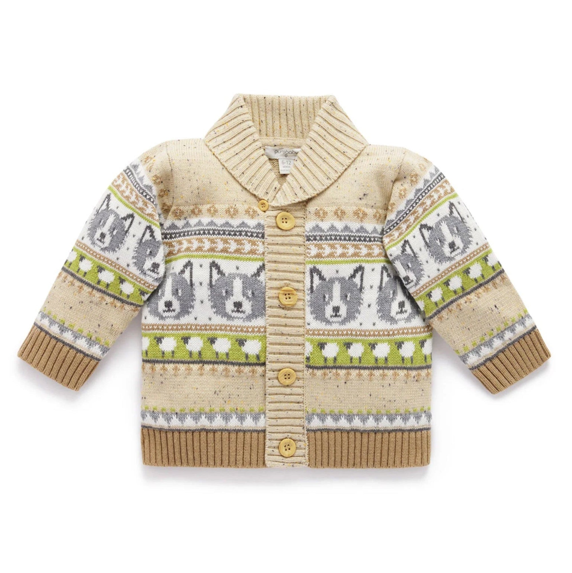 Purebaby Sheep Dog Cardigan - Herding Farisle