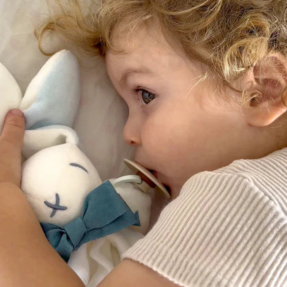 Maud n Lil Classic Organic Cotton Bunny Comforter / Lovey Toy - Blue